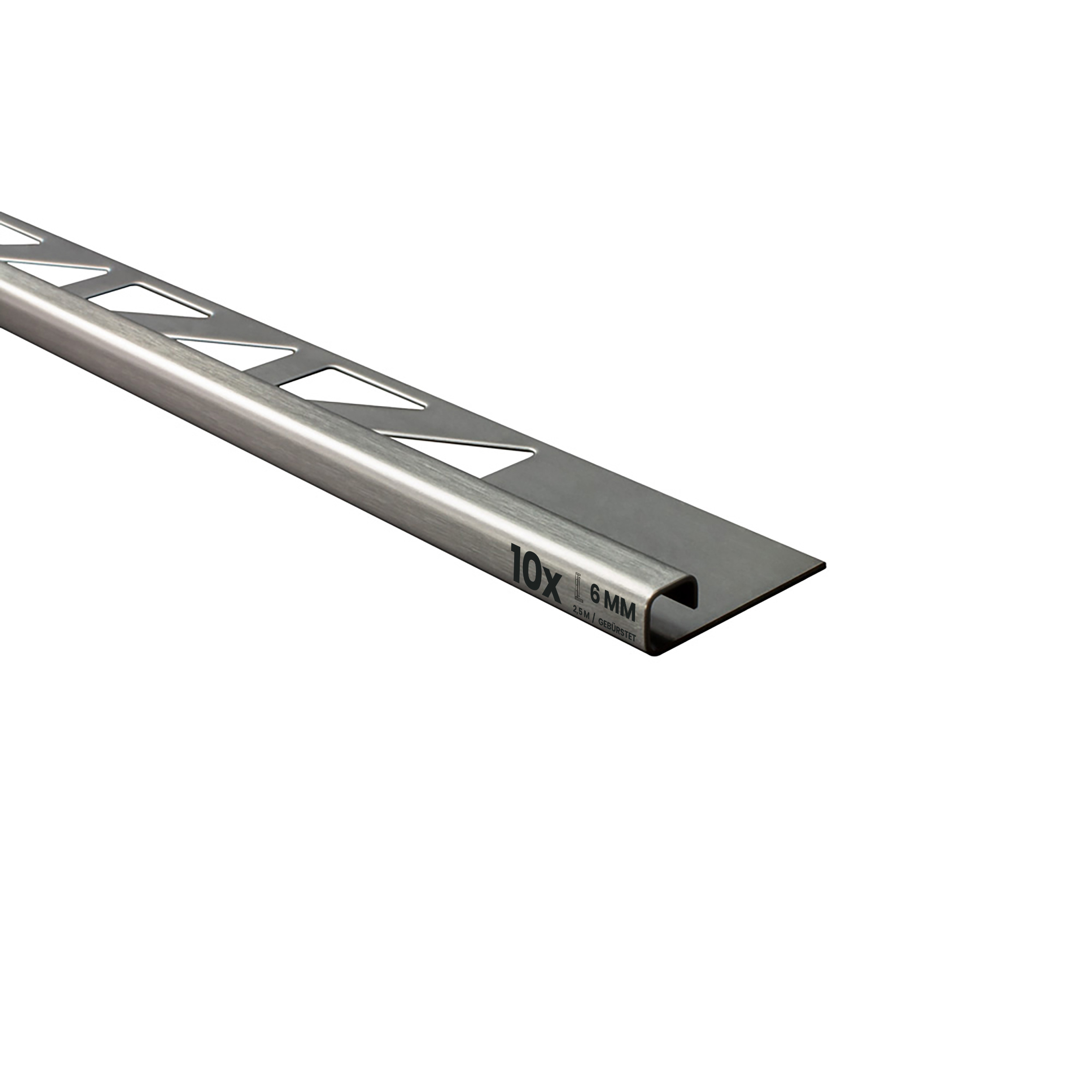 10x Quadrat-Profil Edelstahlschiene Fliesenprofil Fliesenschiene L250cm 6mm gebürstet