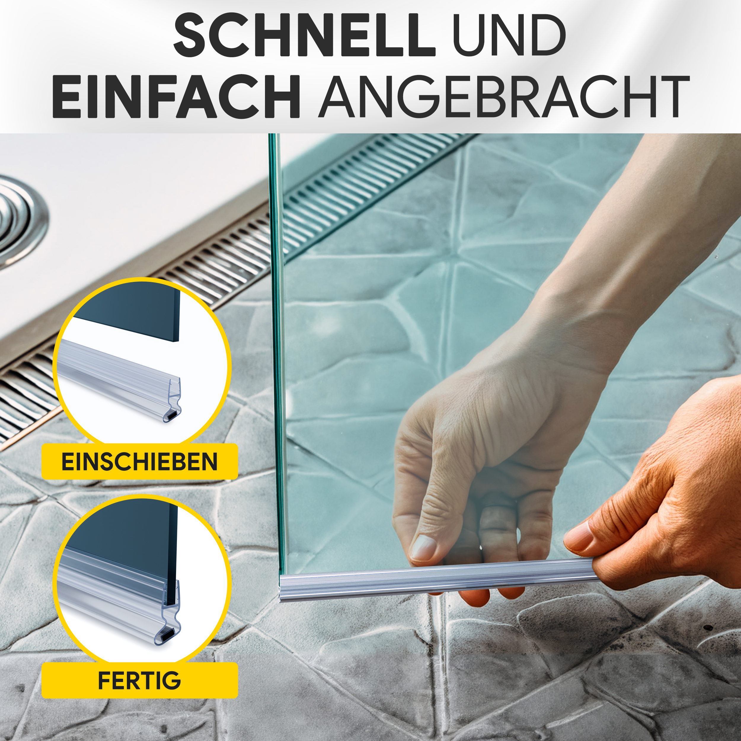 Duschdichtung PVC Ersatzdichtung Duschkabine TYP-8 gerade 200cm Glasstärke 8mm