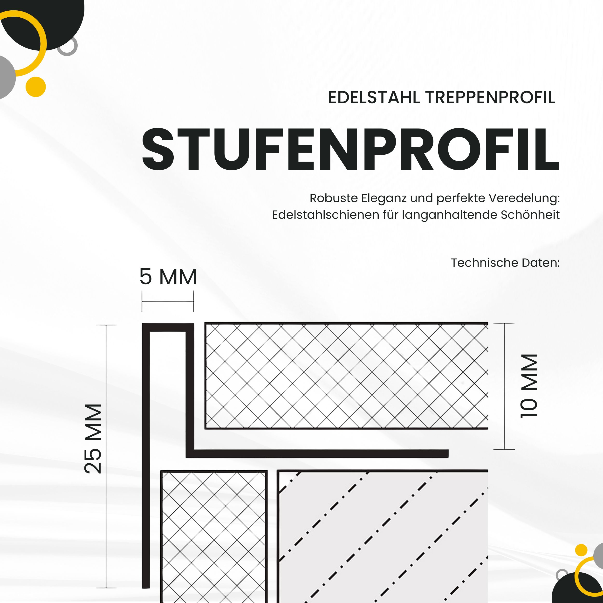 Edelstahl Stufenprofil Treppenprofil Fliesenleiste Treppen V2A L2,5m H10mm gebürstet Edelstahl Stufenprofil Treppenprofil Fliesenleiste Treppen V2A L2,5m H10mm gebürstet