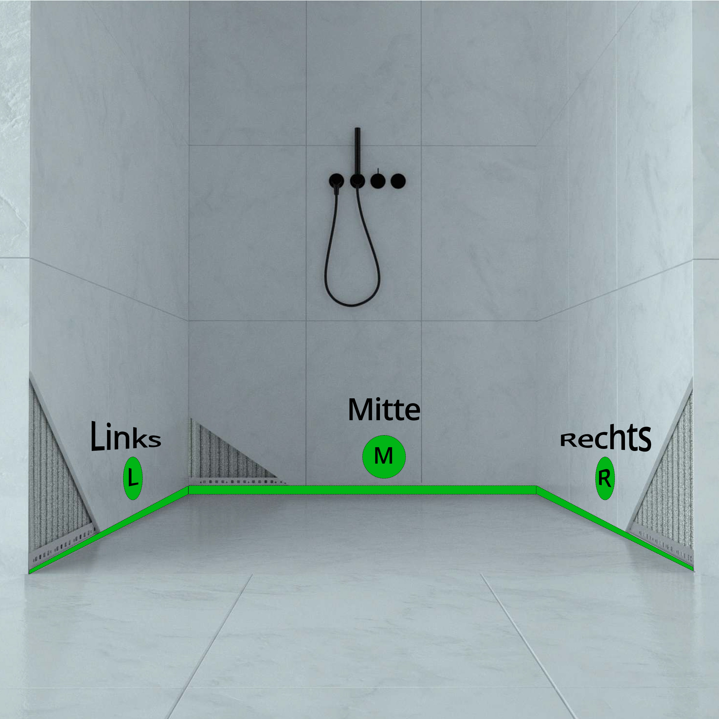 Dusch-, Wand-, Keil-Profil Gefälleprofil begehbare Dusche gebürstet 10mm Typ 6 - Rechts - 200cm