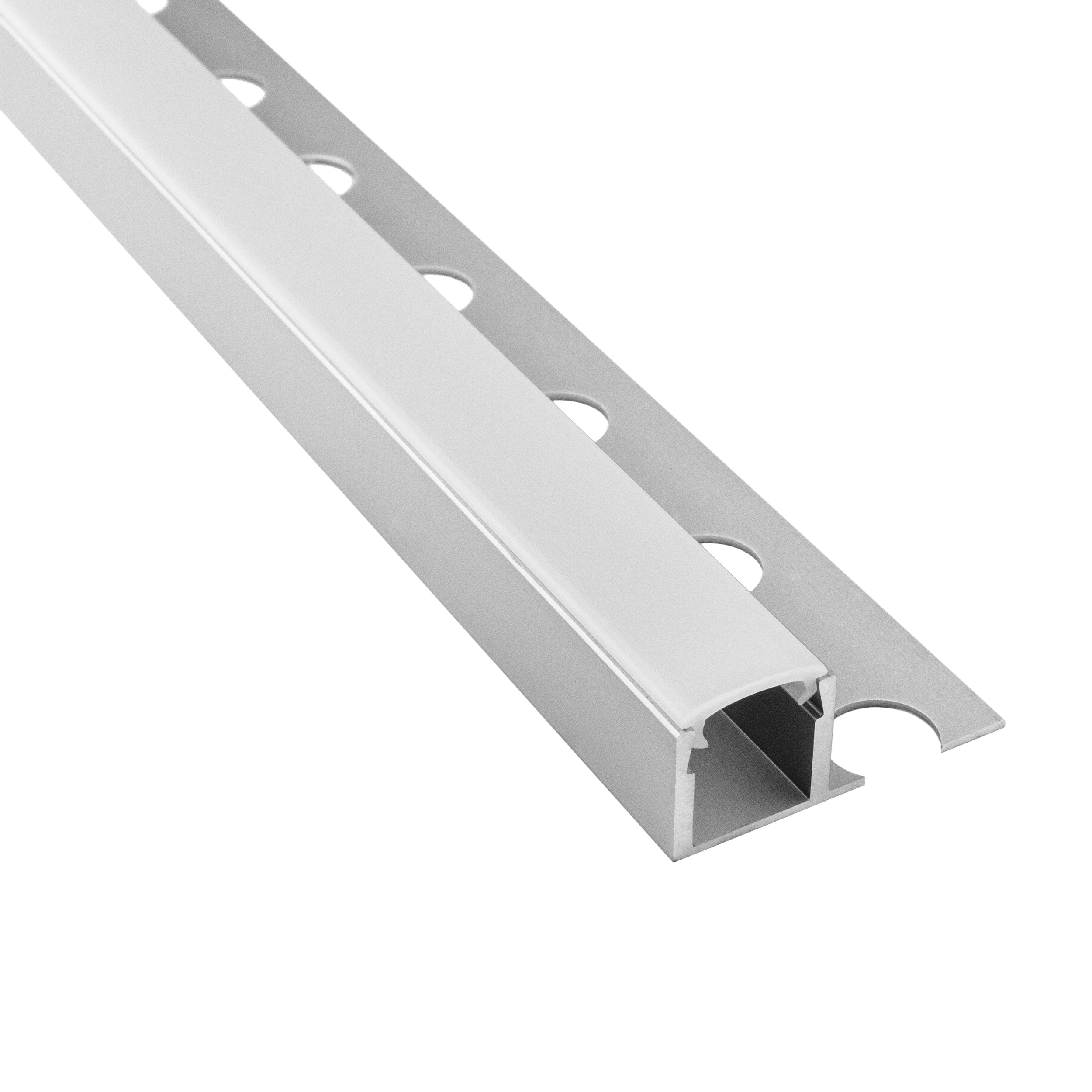 T77 LED Alu Fliesenprofil 12mm silber 2m milky