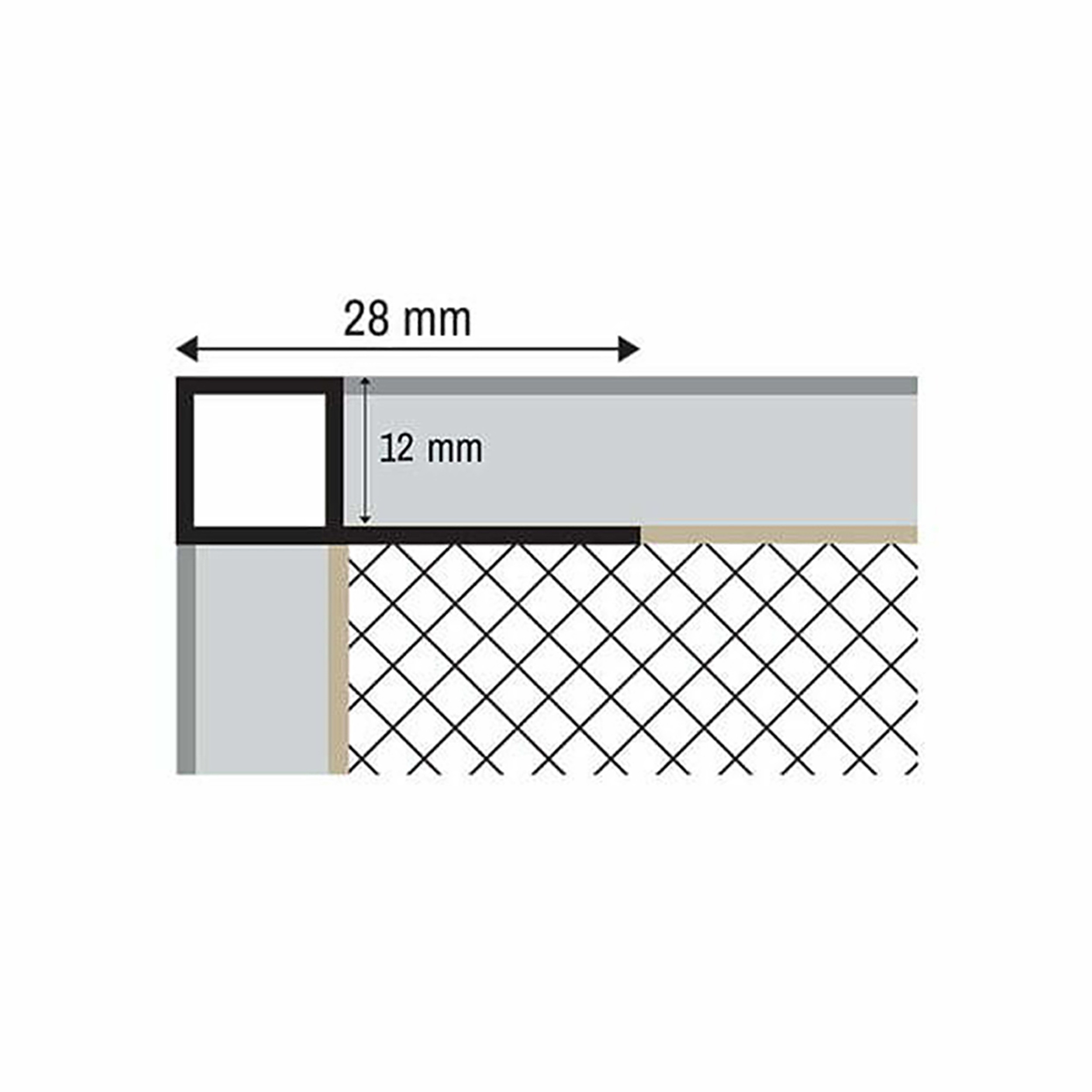 Alu Vierkant Quadrat Profil Fliesenschiene Fliesenprofil L270cm H12mm matt