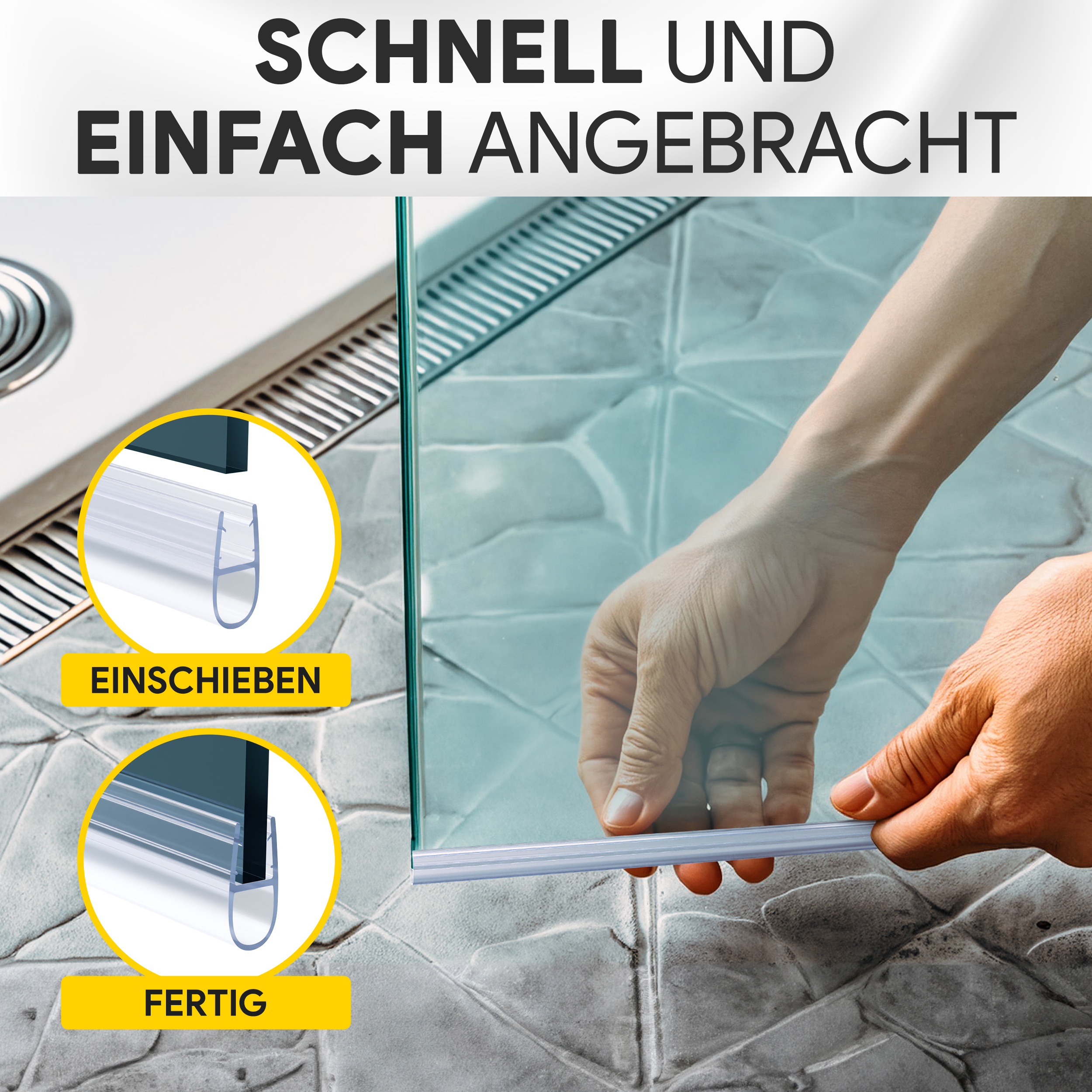 Duschdichtung PVC Ersatzdichtung Duschkabine Bad TYP-7 200cm Glasstärke 10mm