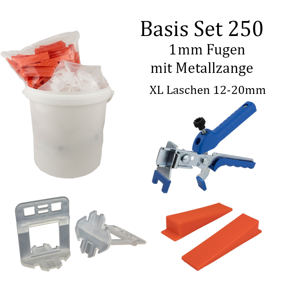 Nivelliersystem XL 1 mm Basis-Set 250L+250K+M-Zange