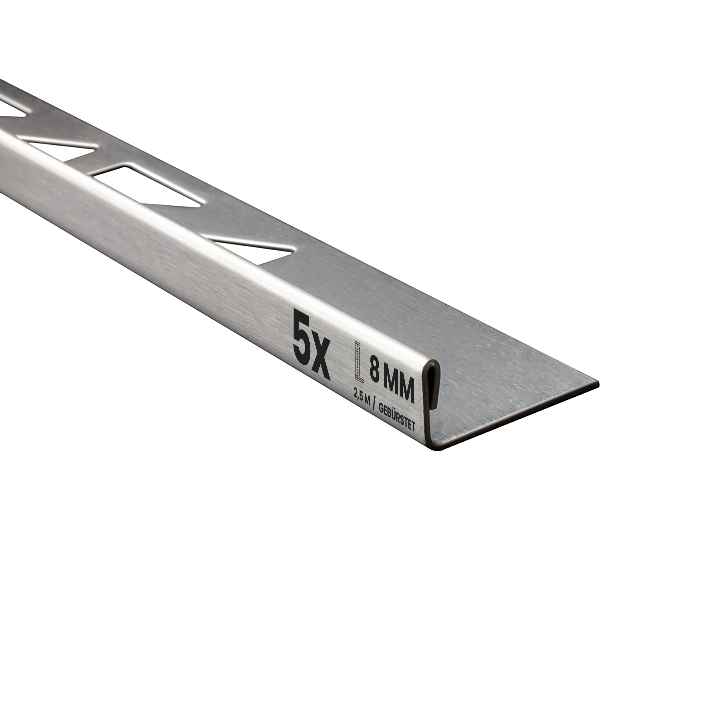 5x L-Profil Edelstahlschiene Fliesenschiene Fliesenprofil L250cm 8mm gebürstet
