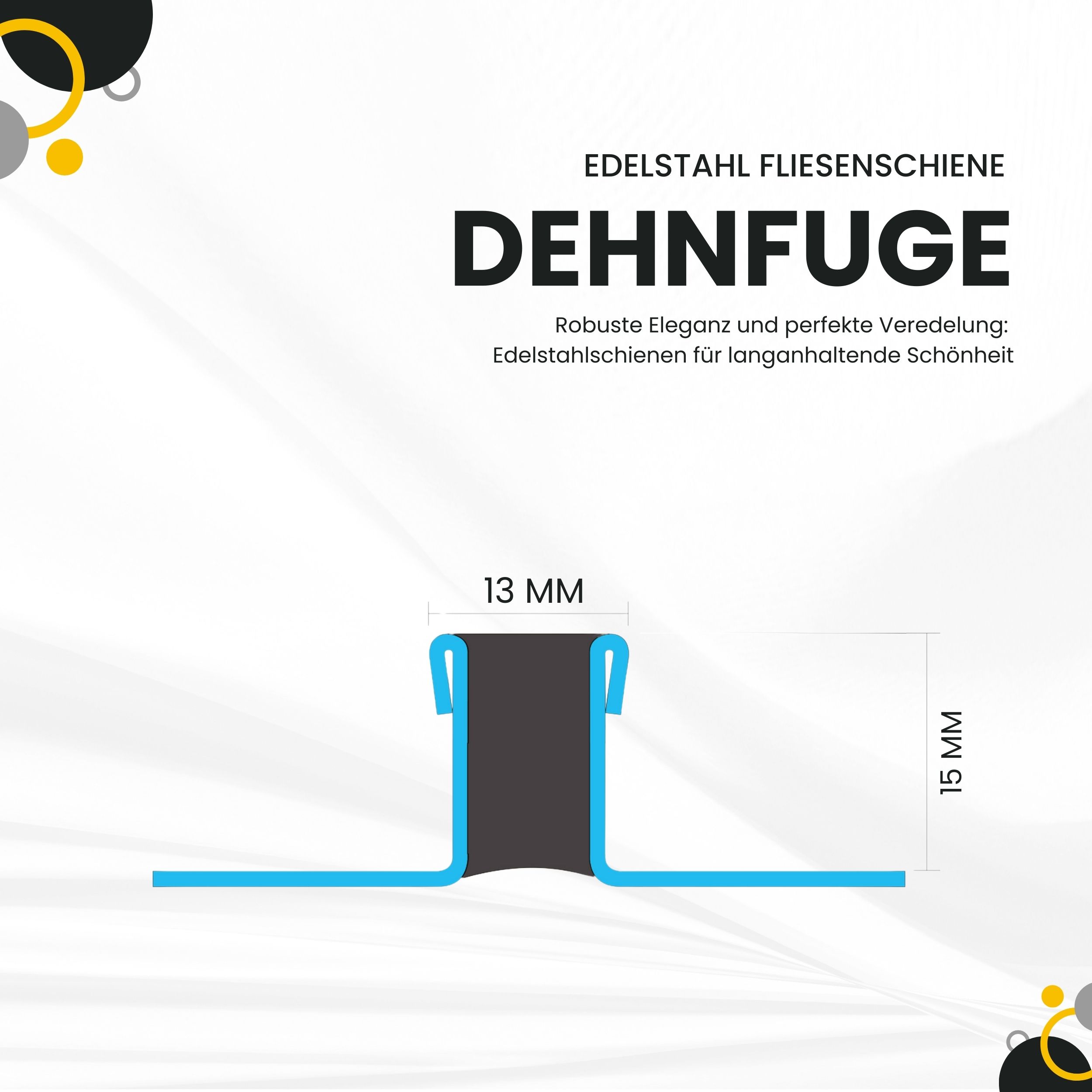 Dehnfugen Edelstahl Fliesenschiene Fliesenprofil silber matt L250cm 15mm