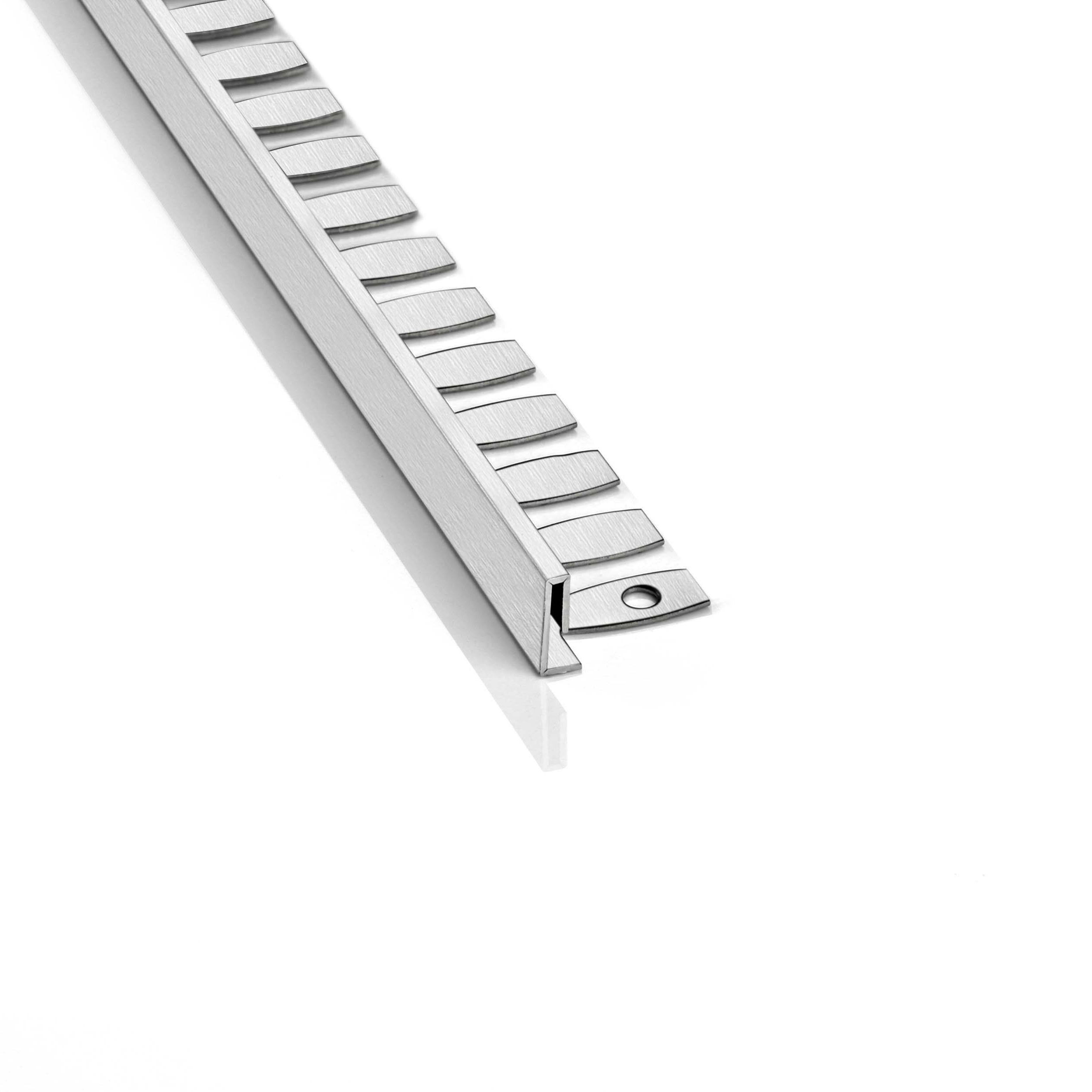 Slim-Line flexibel biegbar L-Profil Edelstahl Fliesenschiene V2A, 250cm, H10mm silber gebürstet