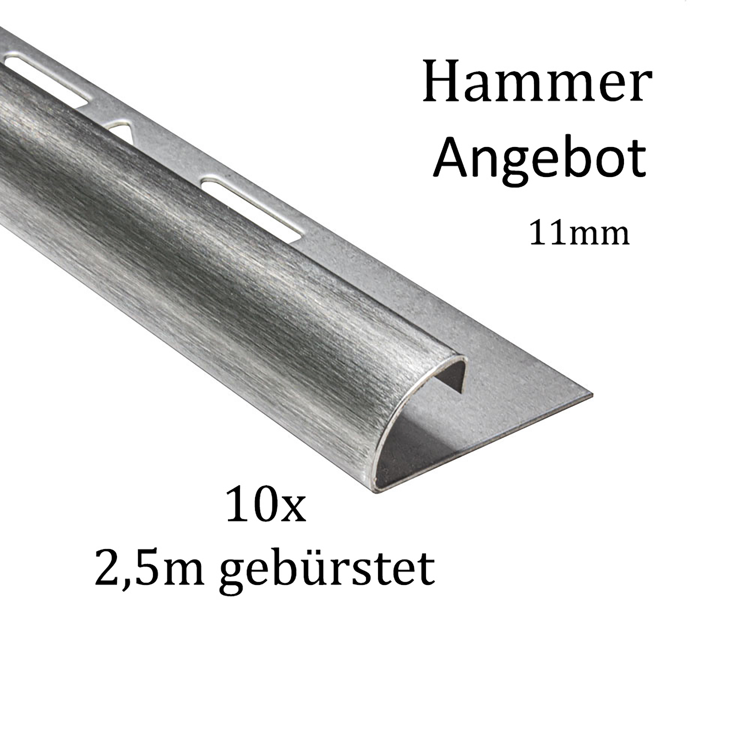 10x Viertelkreis Edelstahlschiene Fliesenschiene Fliesenprofil 25m11mm gebürstet