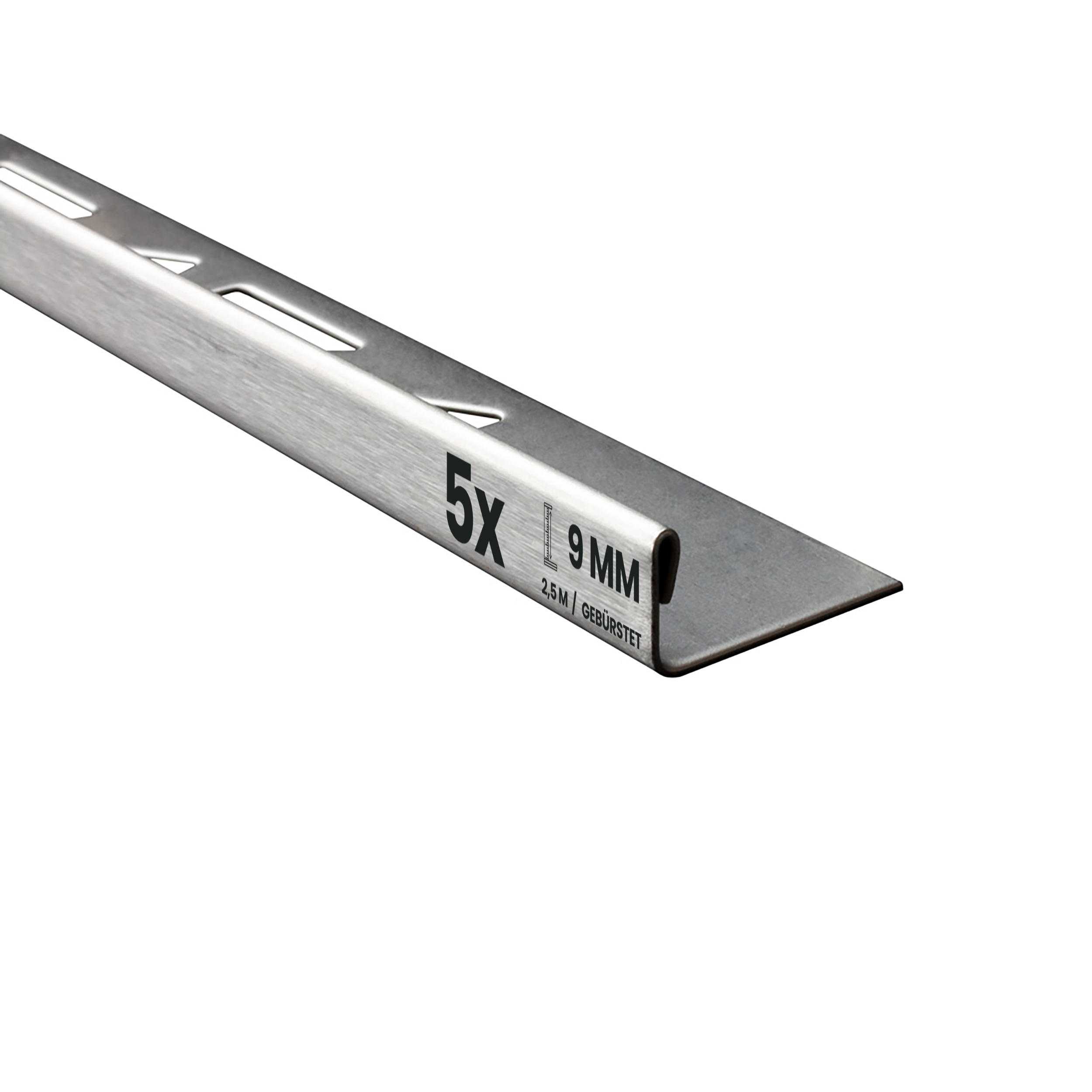 5x L-Profil Edelstahlschiene Fliesenschiene Fliesenprofil L250cm 9mm gebürstet