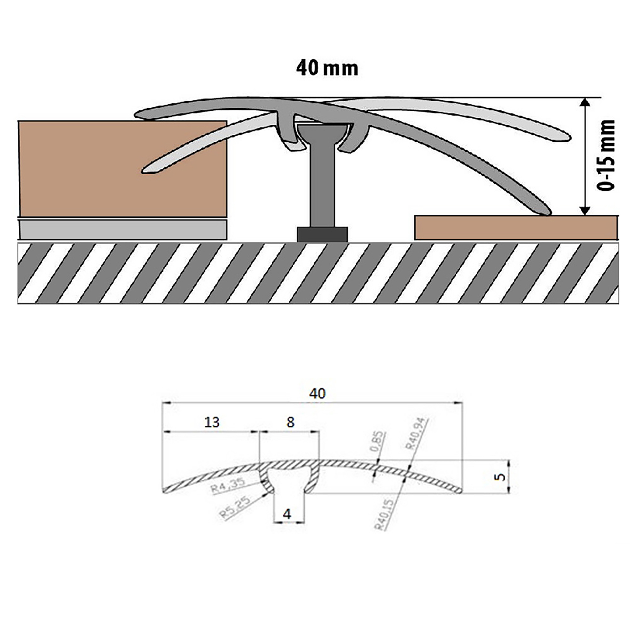 Alu Profil Übergangsschiene Übergangsprofil Laminat Farbig L270cm 40mm eiche Alu Profil Übergangsschiene Übergangsprofil Laminat Farbig L270cm 40mm eiche