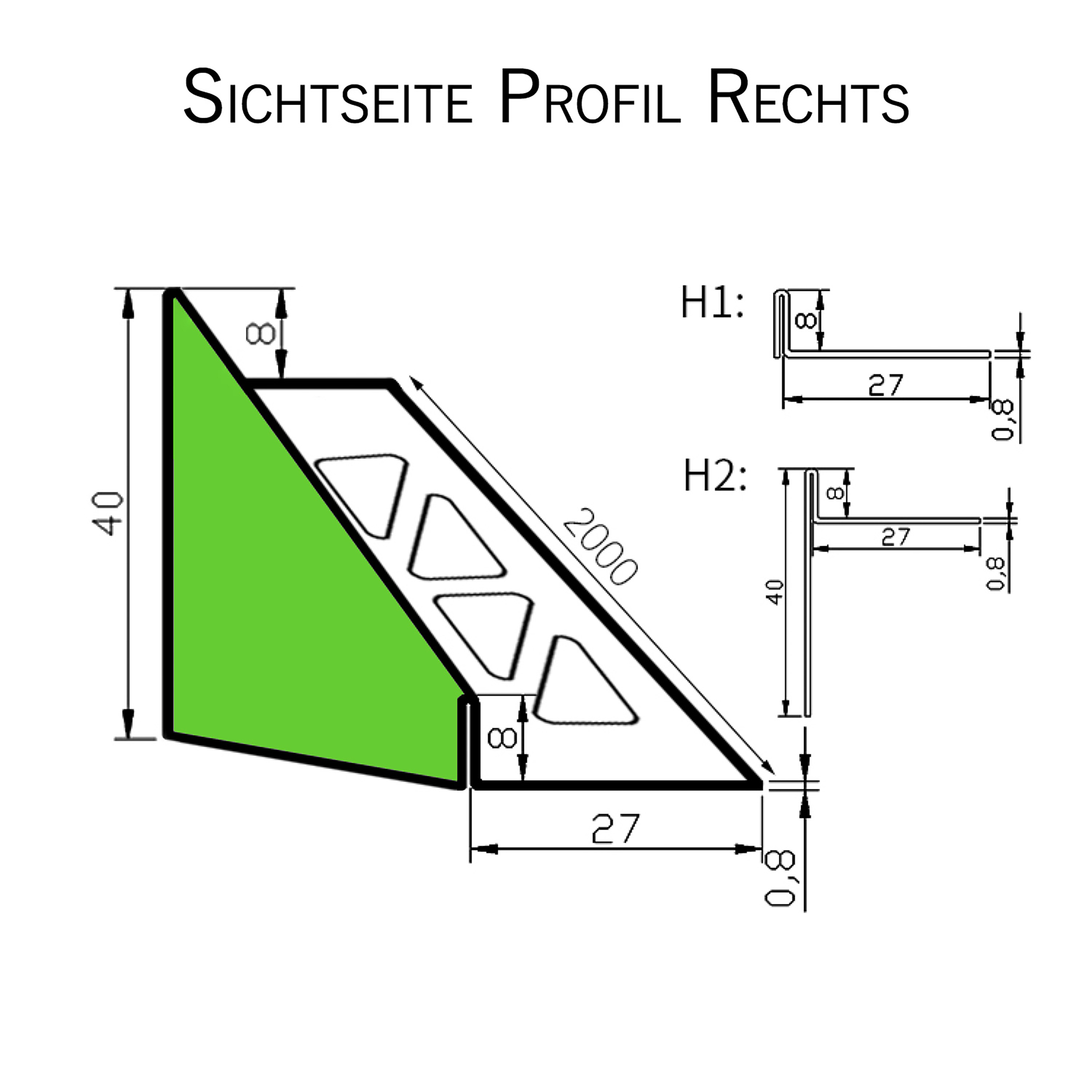 Dusch-, Keil-Profil Gefälleprofil begehbare Dusche gebürstet 8mm Rechts 200cm Dusch-, Keil-Profil Gefälleprofil begehbare Dusche gebürstet 8mm Rechts 200cm