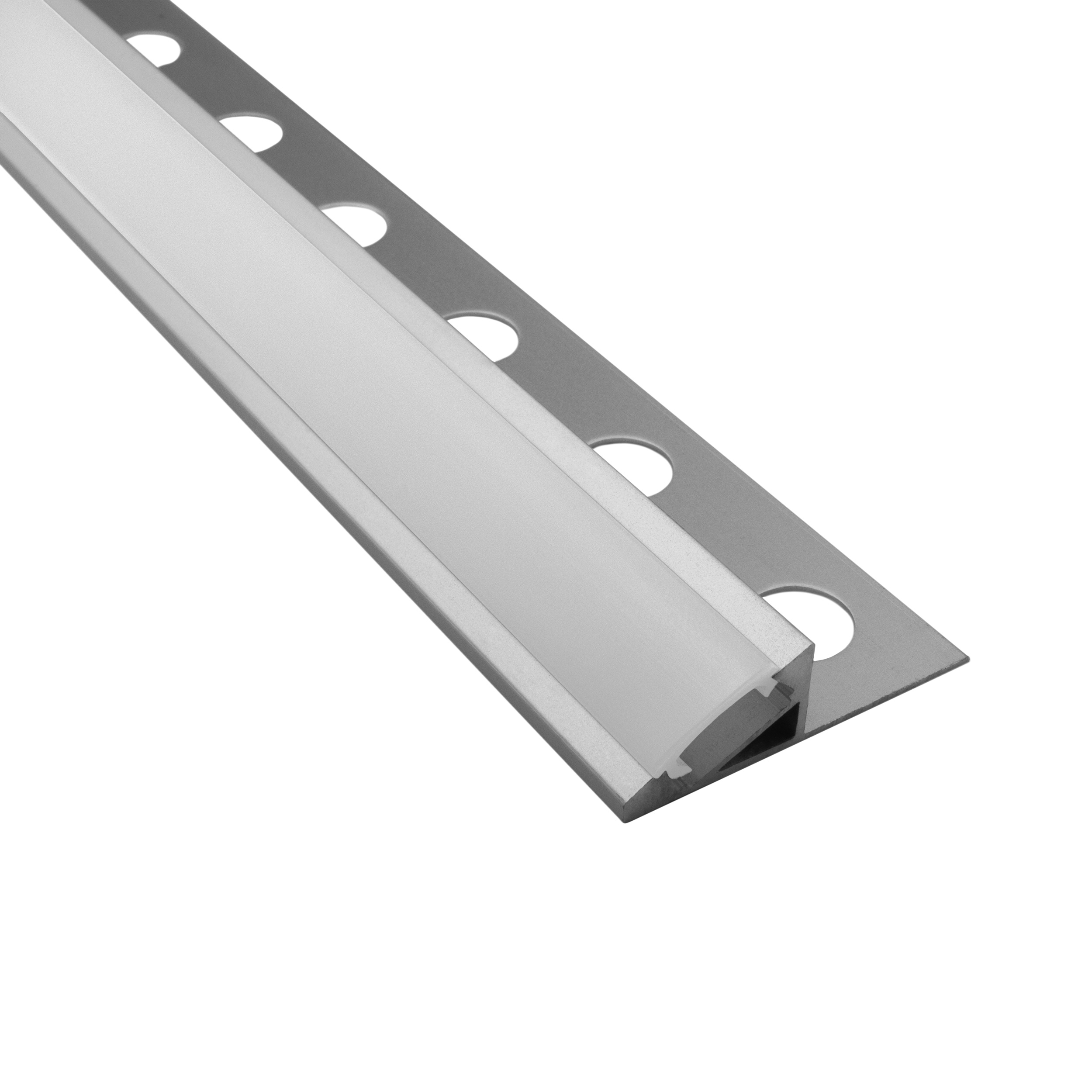 T77 LED Alu Fliesenprofil 10mm silber 20° 2m milky