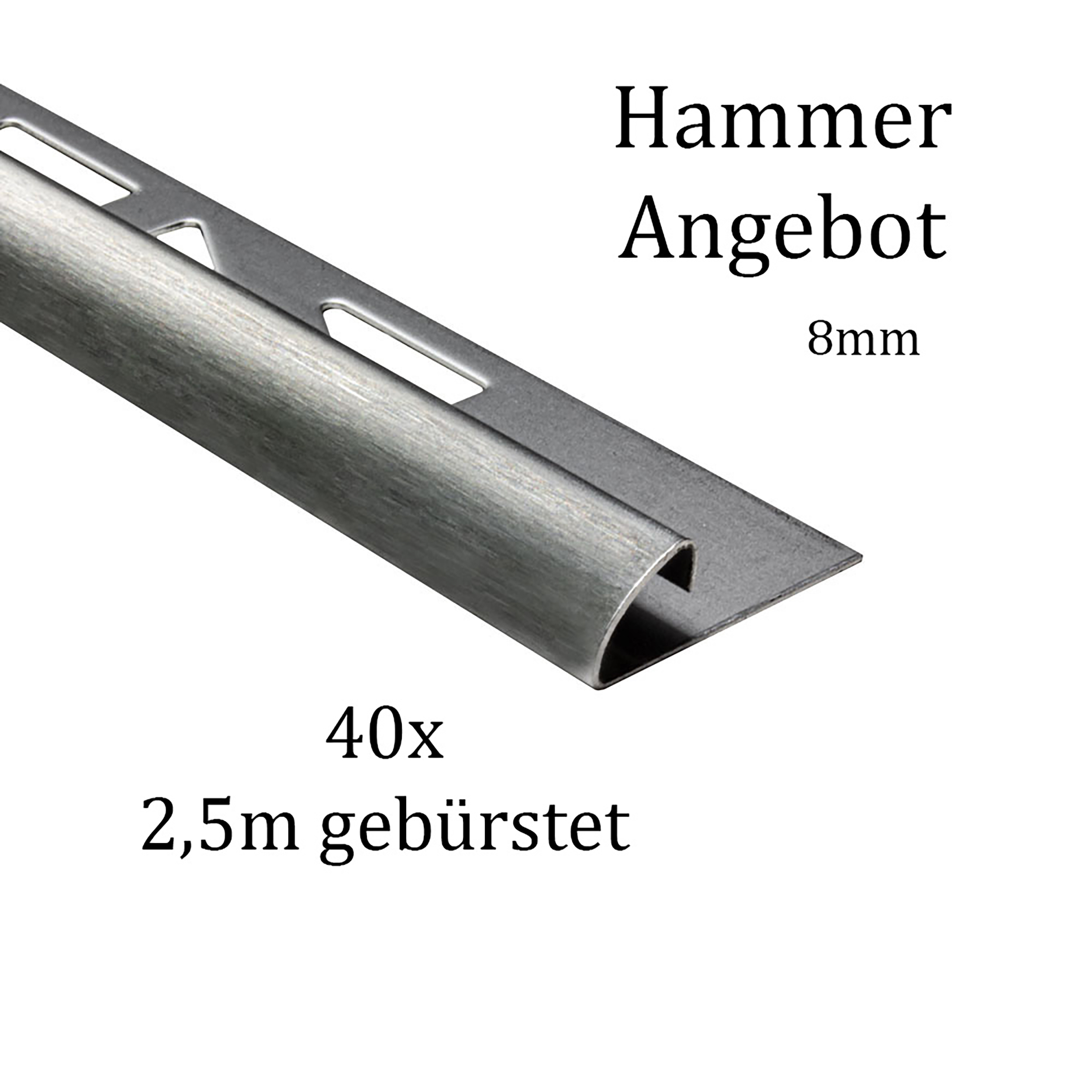 40x Viertelkreis Edelstahlschiene Fliesenschiene Fliesenprofil 8mm gebürstet