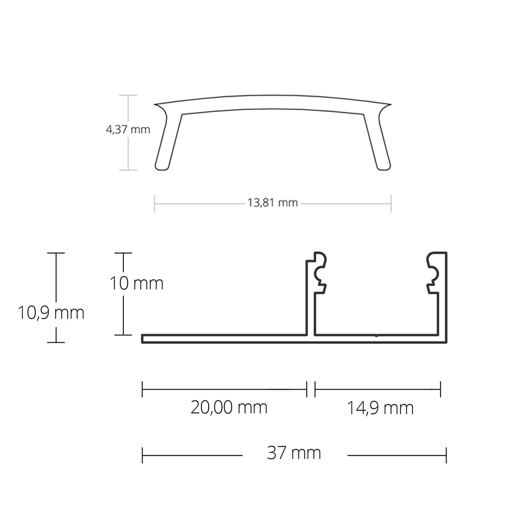 GX-FP2 LED Alu Fliesenprofil 10mm silber 2x Endkappen
