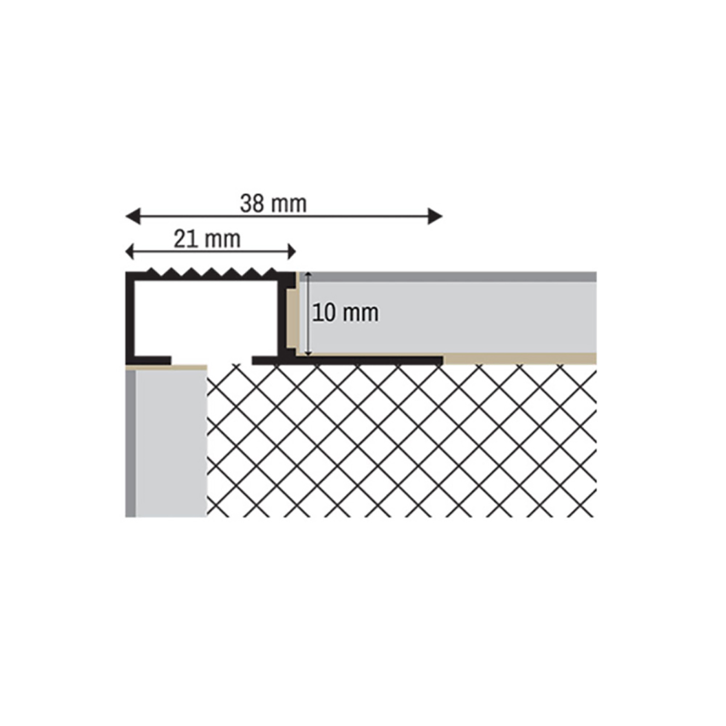 Alu Stufenprofil Fliesenschiene Profil Treppe Schiene matt L90cm H10mm gold Alu Stufenprofil Fliesenschiene Profil Treppe Schiene matt L90cm H10mm gold