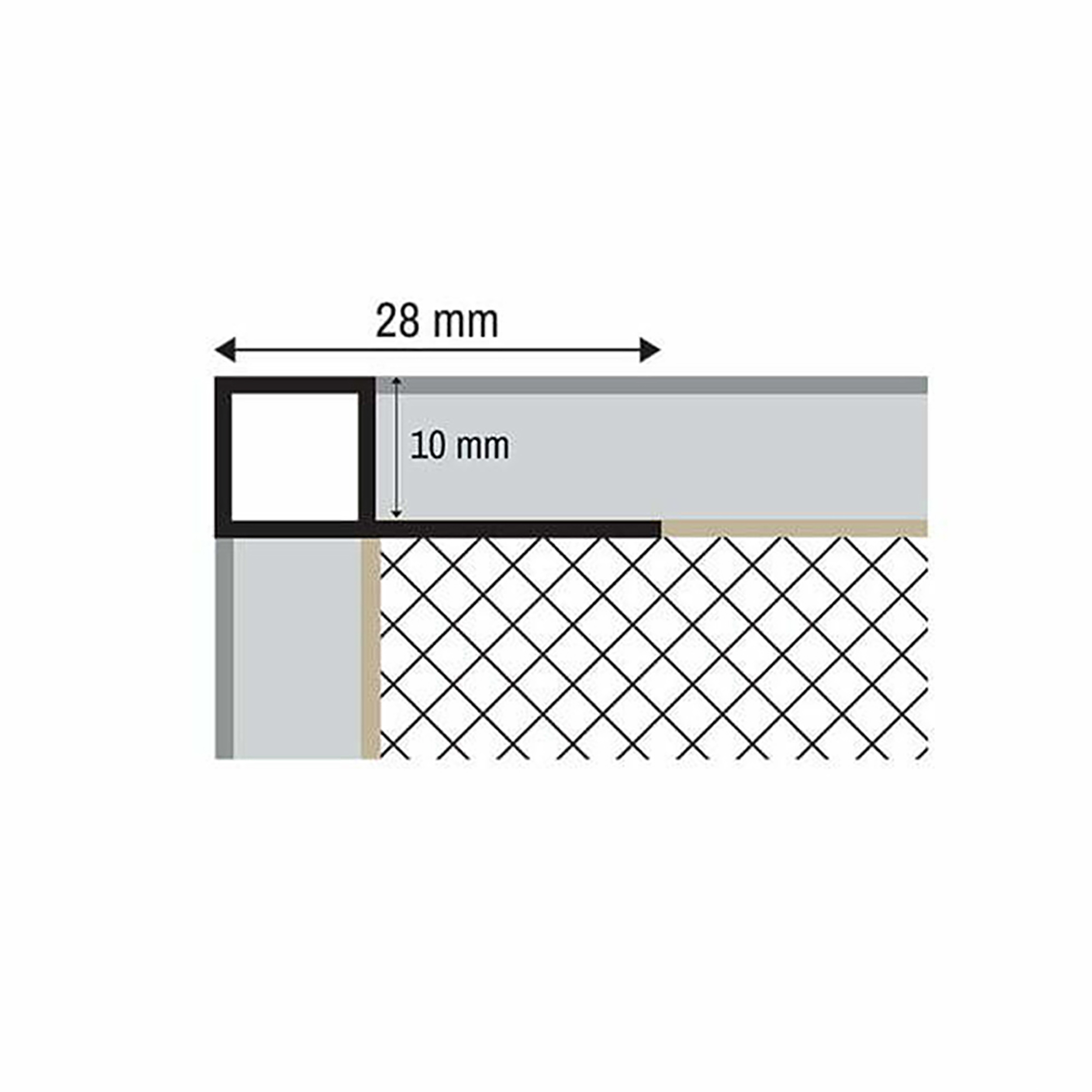 Alu Vierkant Quadrat Profil Fliesenschiene Schiene silber L270cm H10mm matt Alu Vierkant Quadrat Profil Fliesenschiene Schiene silber L270cm H10mm matt