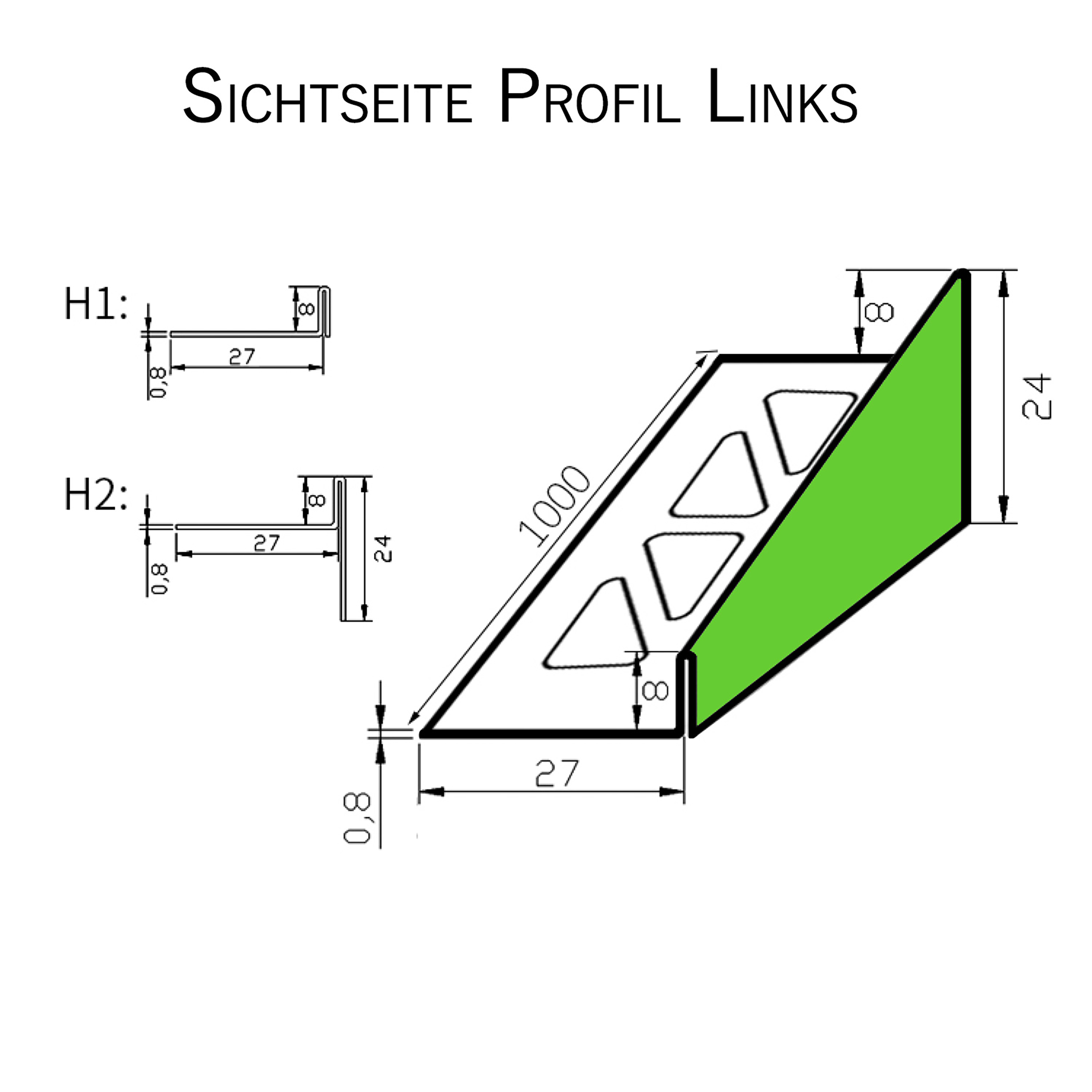 Dusch-, Keil-Profil Gefälleprofil begehbare Dusche gebürstet 8mm Links 100cm Dusch-, Keil-Profil Gefälleprofil begehbare Dusche gebürstet 8mm Links 100cm