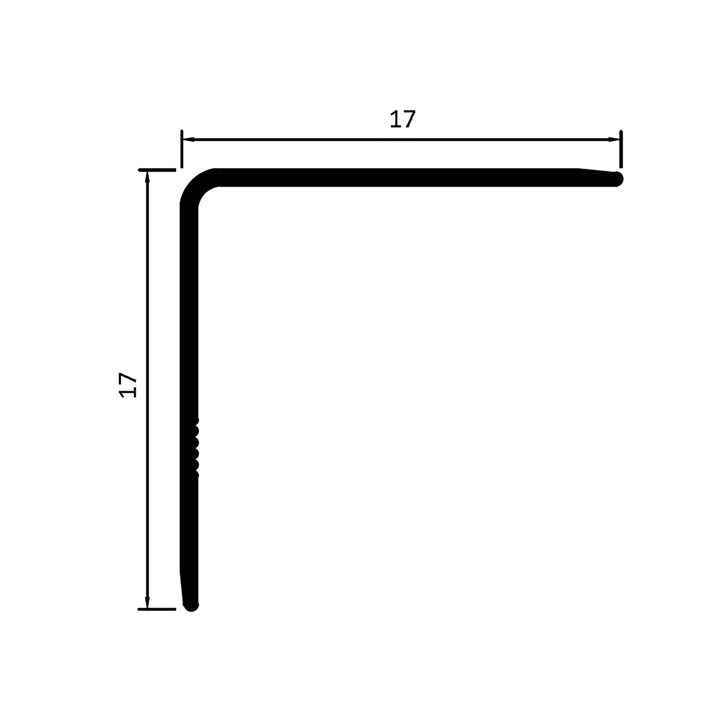 Alu Winkel-Profil Kantenschutz Zierleiste Profil silber 270cm H17mm poliert
