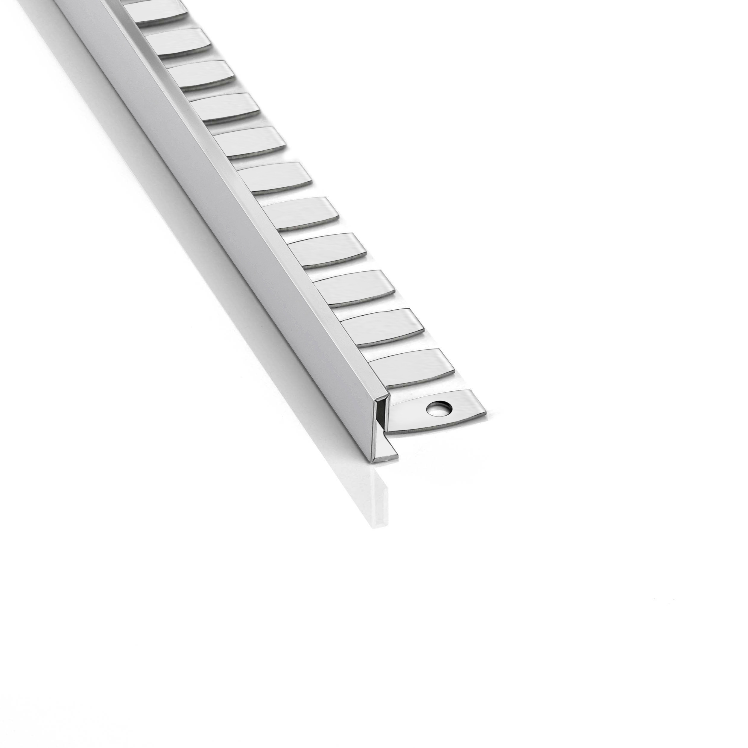Slim-Line flexibel biegbar L-Profil Edelstahl Fliesenschiene V2A, 250cm, H10mm silber glänzend