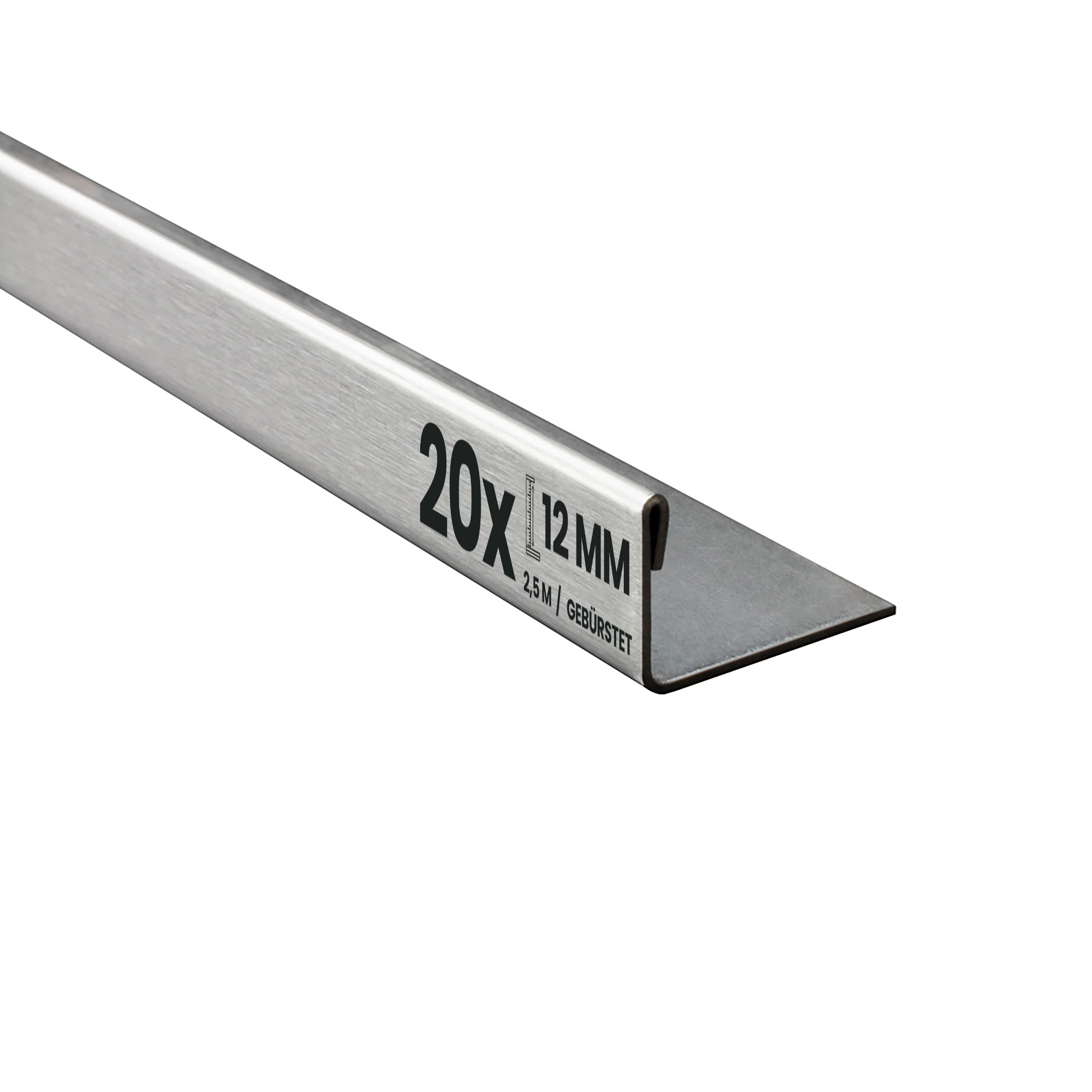 20x L-Profil Edelstahlschiene Fliesenschiene Fliesenprofil L250cm 12mm gebürstet 20x L-Profil Edelstahlschiene Fliesenschiene Fliesenprofil L250cm 12mm gebürstet