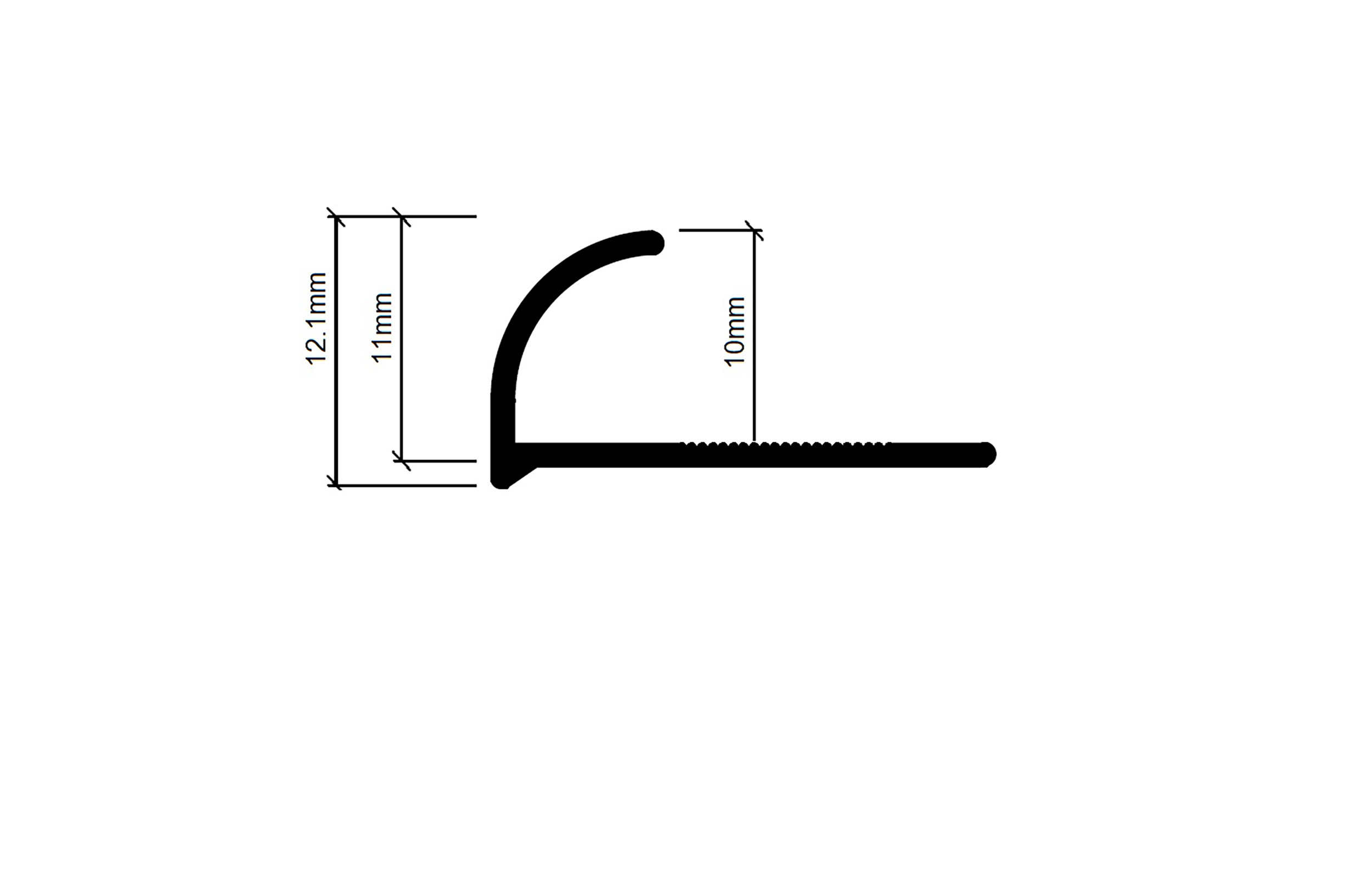 Alu Viertelkreis Profil Fliesen eloxiert, pulverbeschichtet, gebürstet 2,7m 10mm grau Alu Viertelkreis Profil Fliesen eloxiert, pulverbeschichtet, gebürstet 2,7m 10mm grau