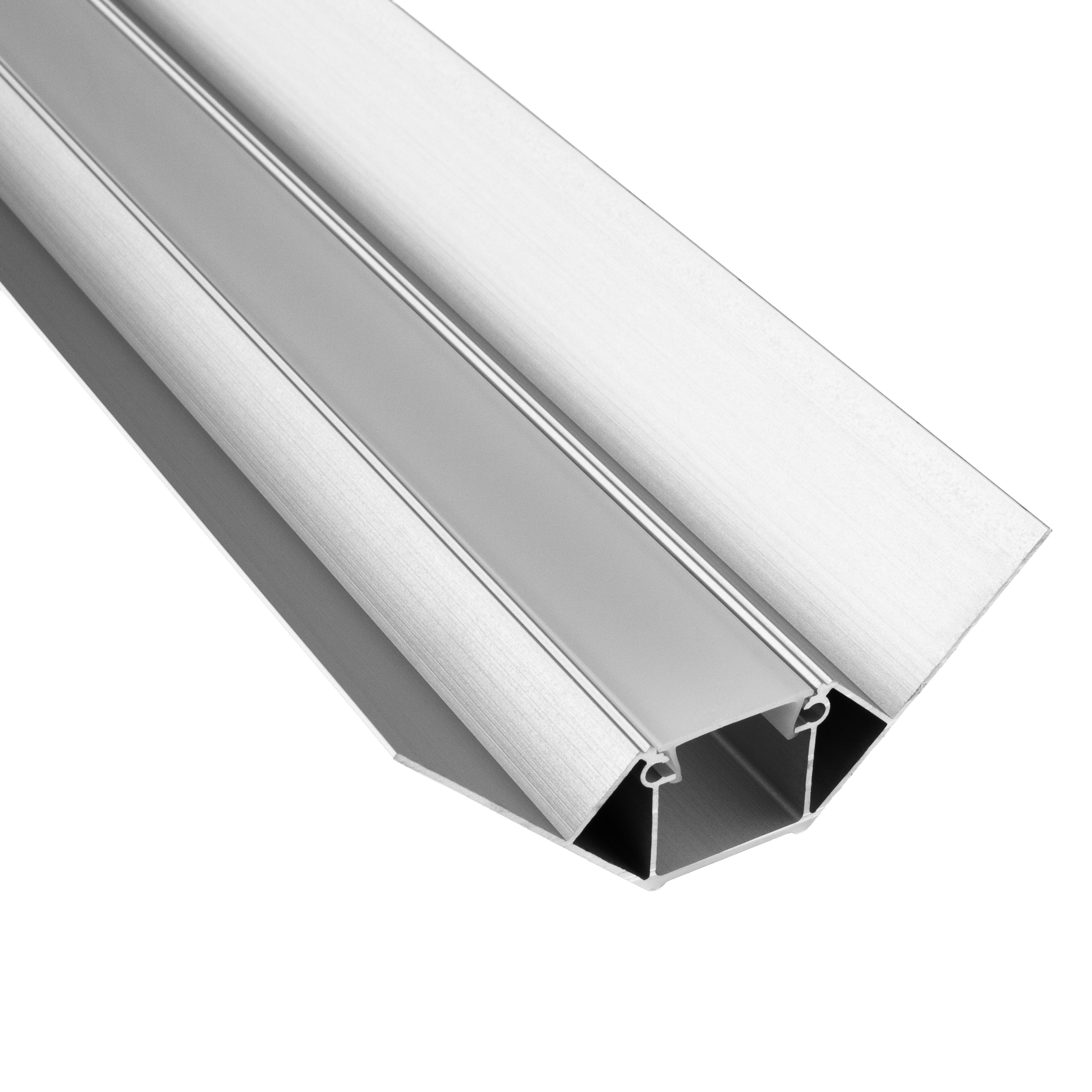 LED Trockenbau-Eckprofil Innen Silber – für LED-Strips bis 16mm 2m opal