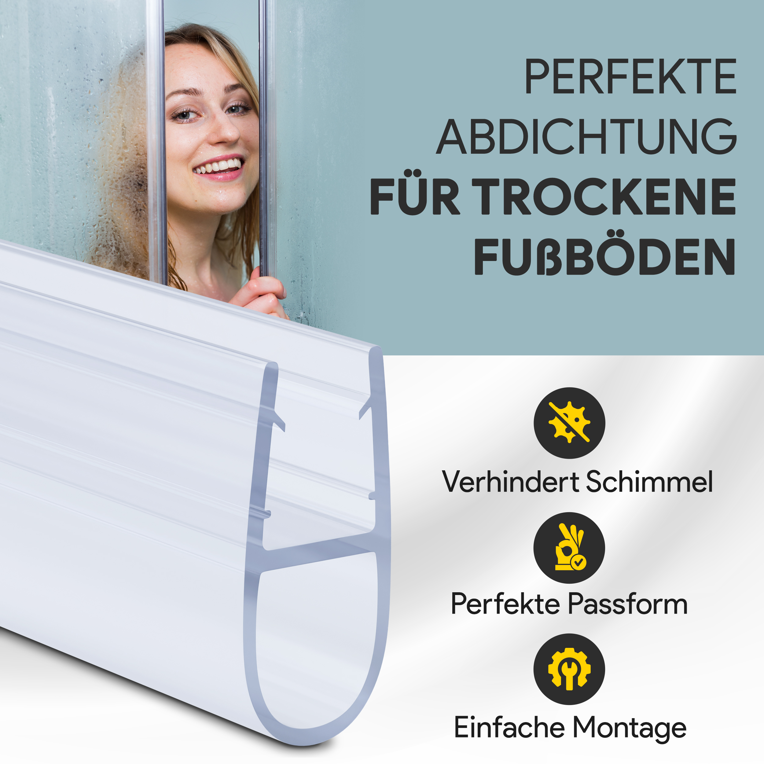 Duschdichtung PVC Ersatzdichtung Duschkabine Bad TYP-7 200cm Glasstärke 6mm Duschdichtung PVC Ersatzdichtung Duschkabine Bad TYP-7 200cm Glasstärke 10mm