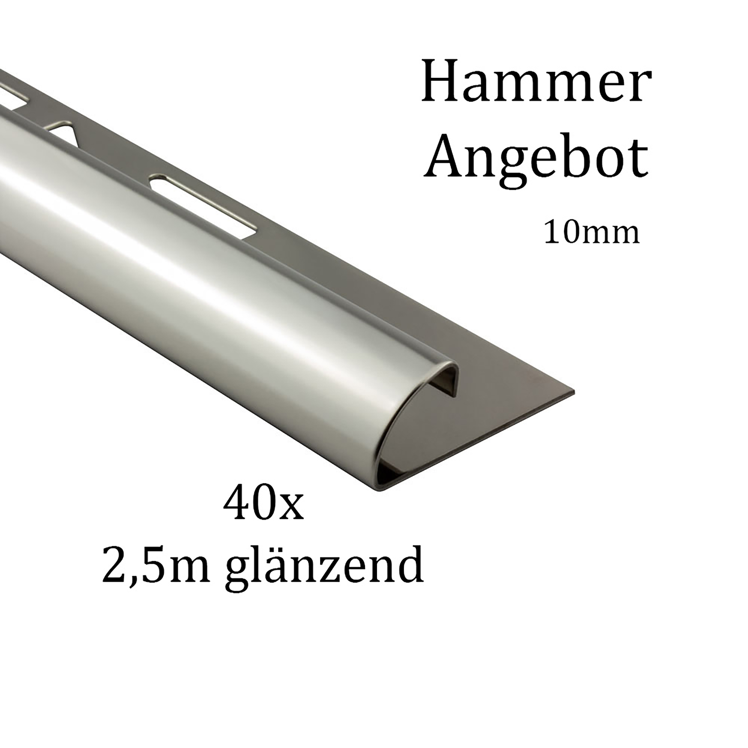40x Viertelkreis Edelstahlschiene Fliesenschiene Fliesenprofil 10mm glänzend 40x Viertelkreis Edelstahlschiene Fliesenschiene Fliesenprofil 10mm glänzend