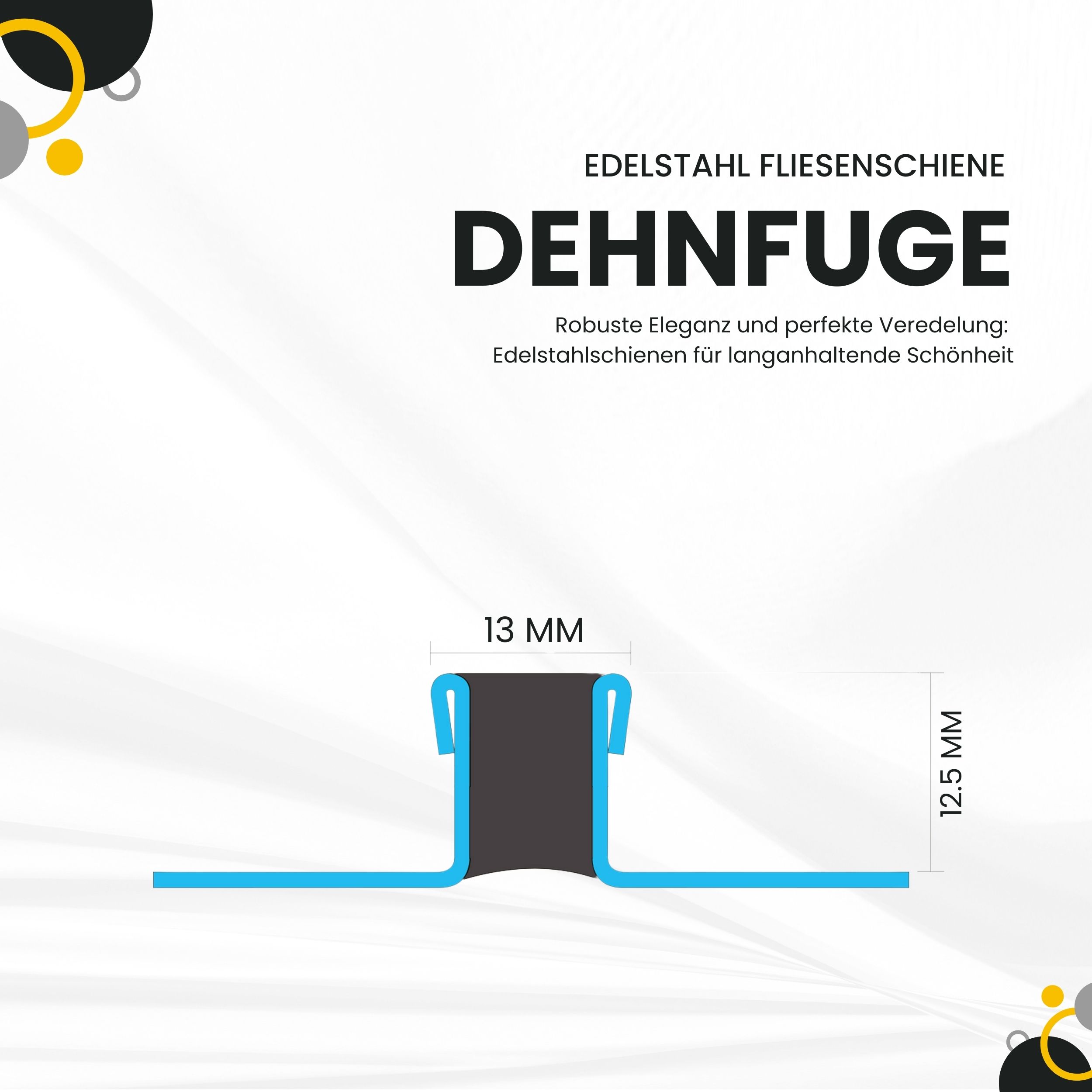 Dehnfugen Edelstahl Fliesenschiene Fliesenprofil silber matt L250cm 12mm Dehnfugen Edelstahl Fliesenschiene Fliesenprofil silber matt L250cm 12mm
