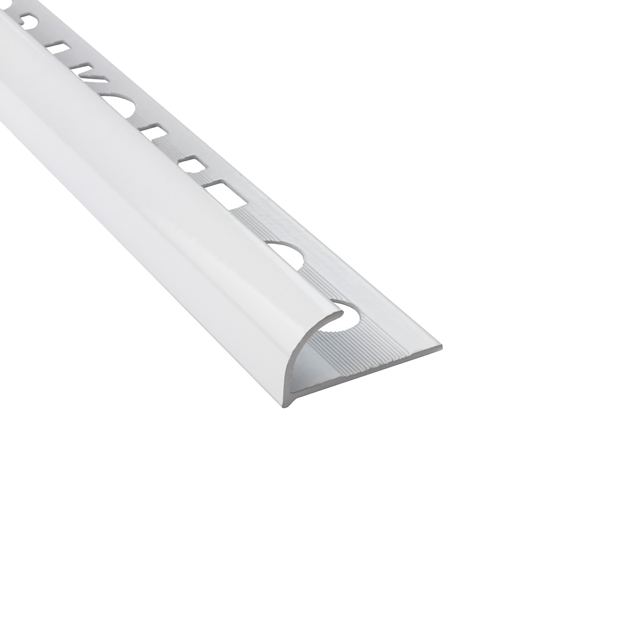 Alu Viertelkreis Profil Fliesen eloxiert, pulverbeschichtet, gebürstet 2,7m 10mm weiss