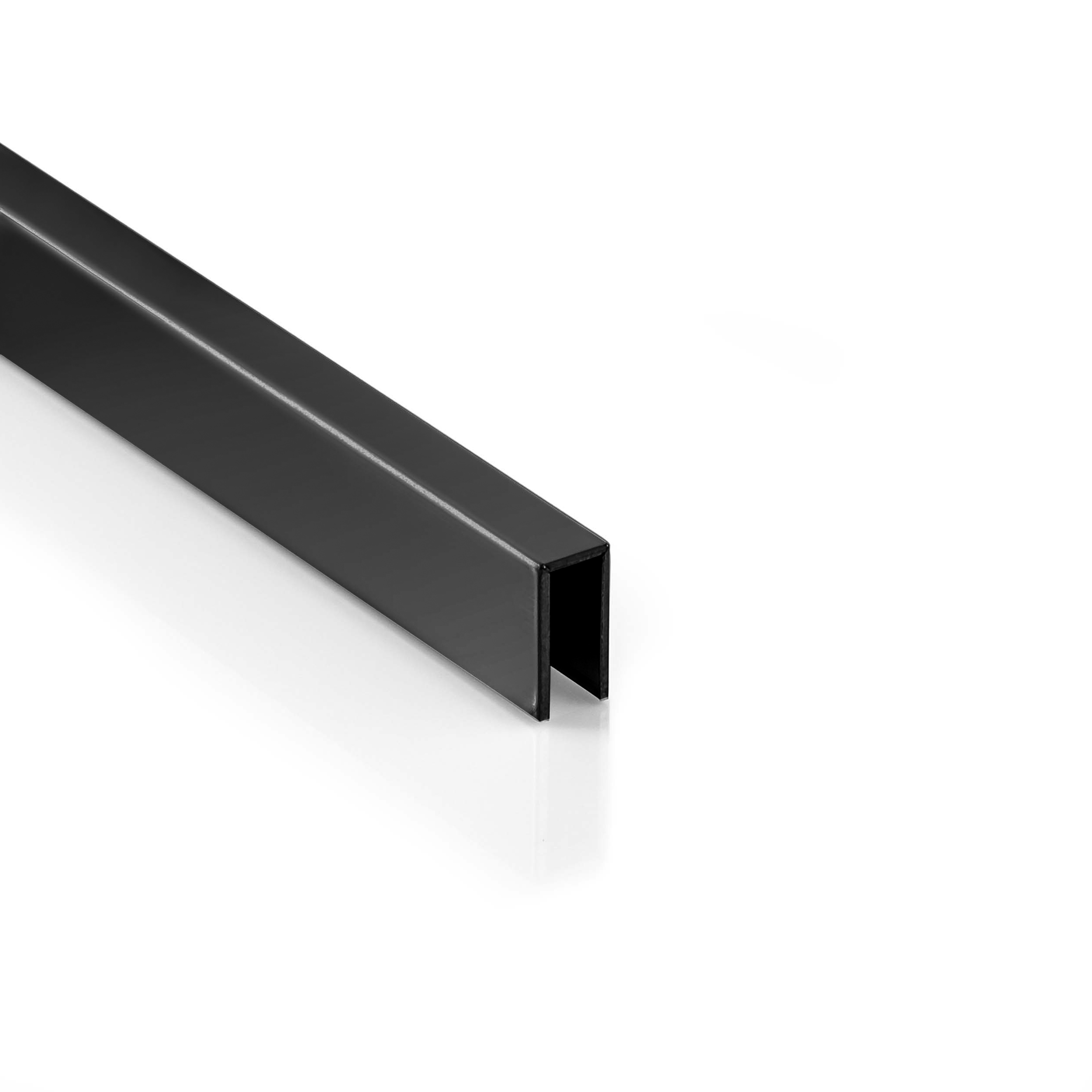 Deko Bordüre U-Profil Zierleiste Fliesenschiene Edelstahl V2A L250cm 3mm schwarz glänzend