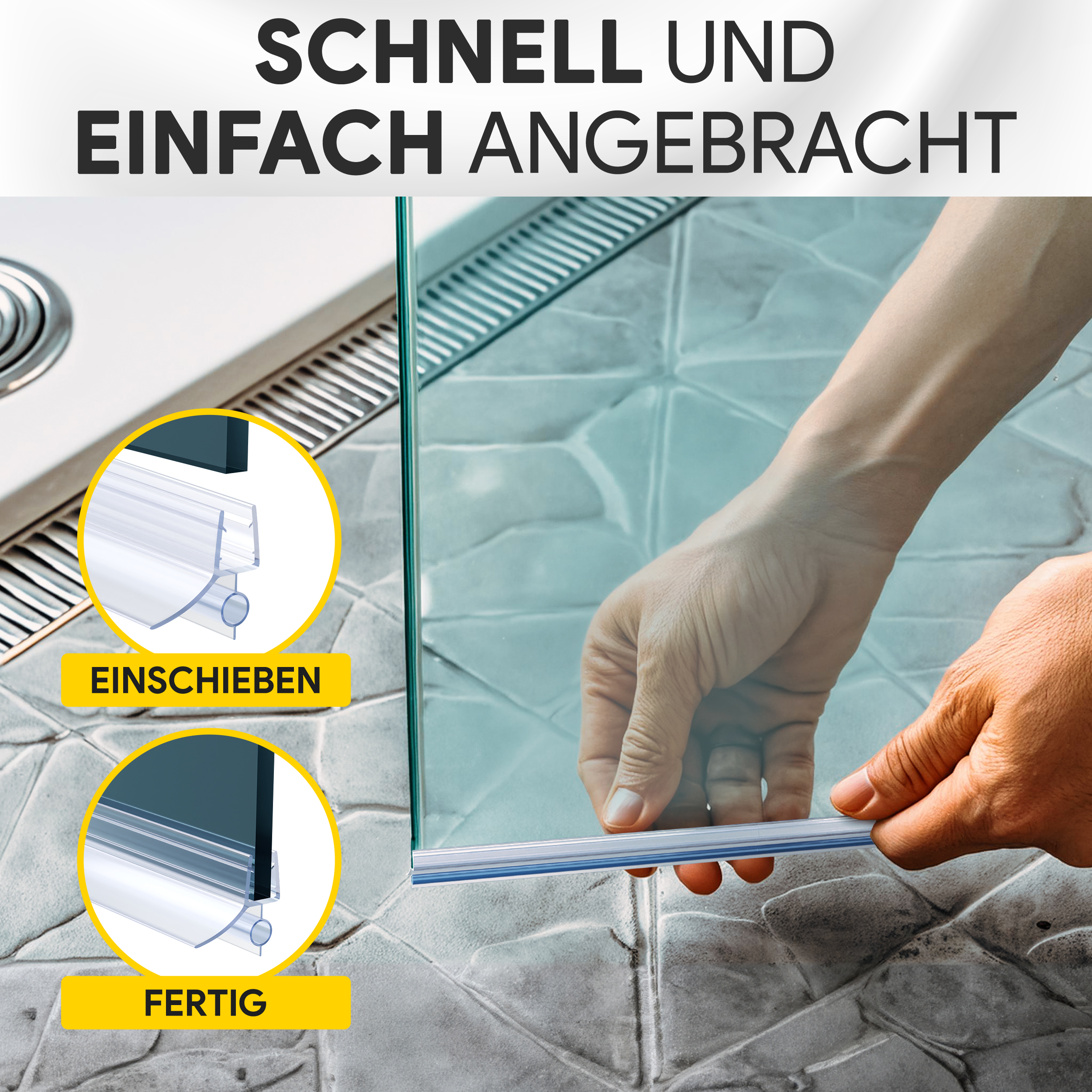 Duschdichtung PVC Ersatzdichtung Dusche Bad TYP-18 200cm Glasstärke 10mm
