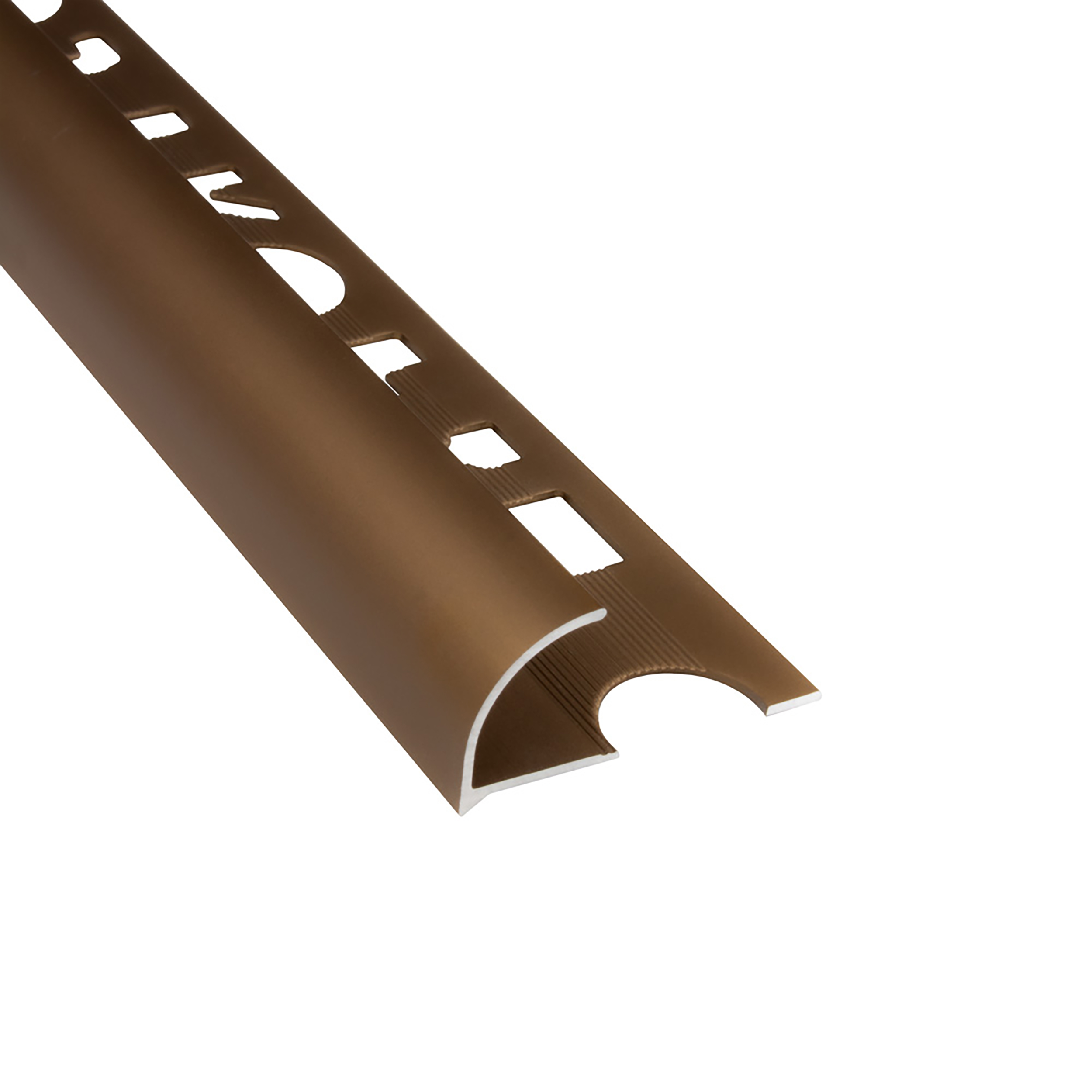 Alu Viertelkreis Profil Fliesenschiene eloxiert gold 2,7m 12mm matt