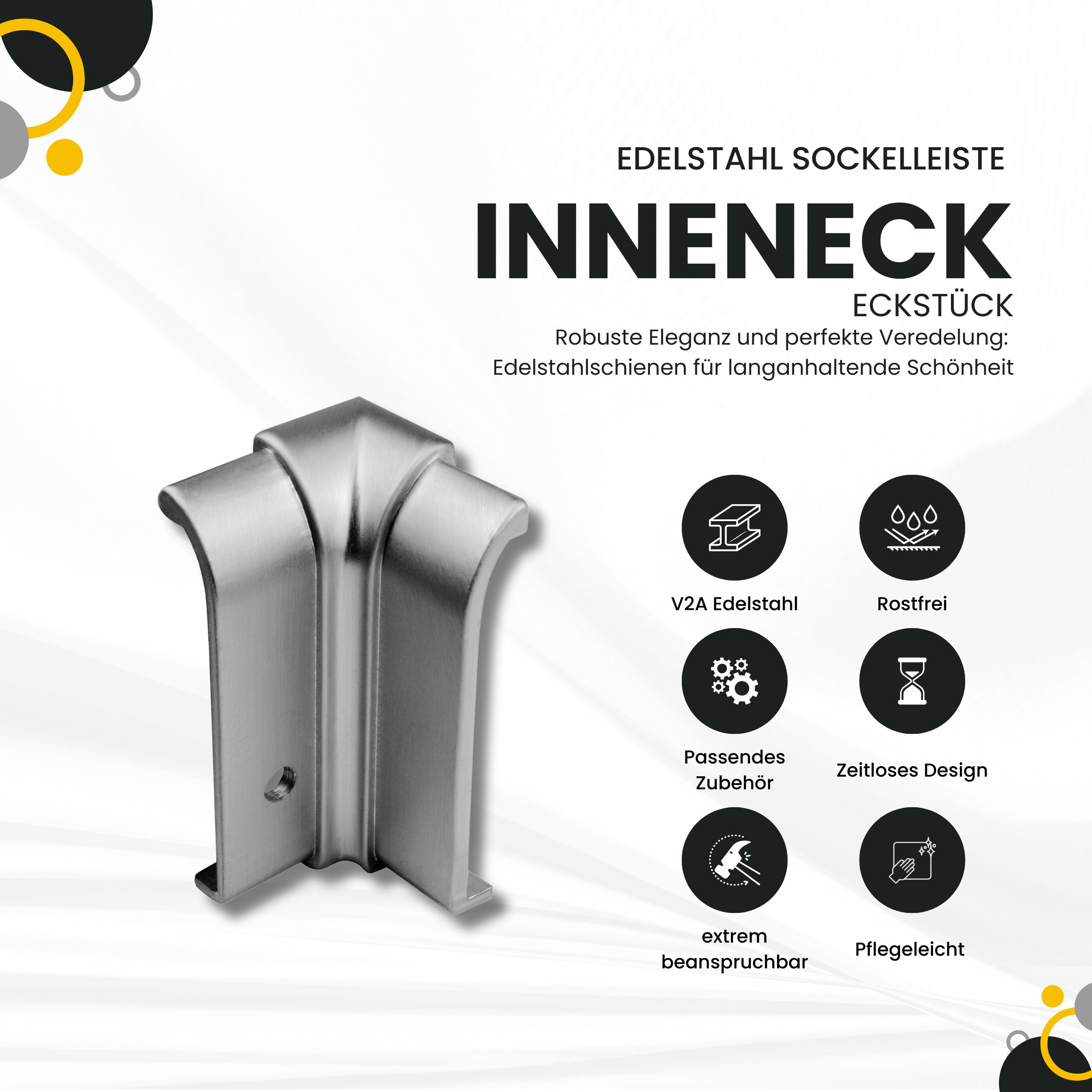 Sockelleiste Edelstahl Fußbodenleisten V2A L250cm 40mm silber gebürstet Inneneck