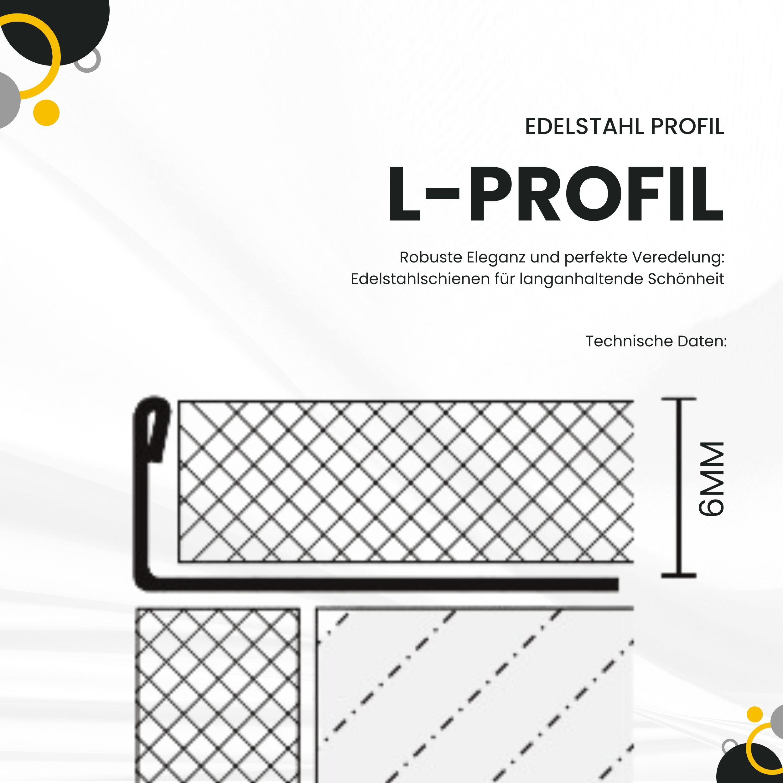 L-Profil Edelstahlschiene Profil Fliesenschiene Edelstahl V2A L250cm 4,5mm glänzend