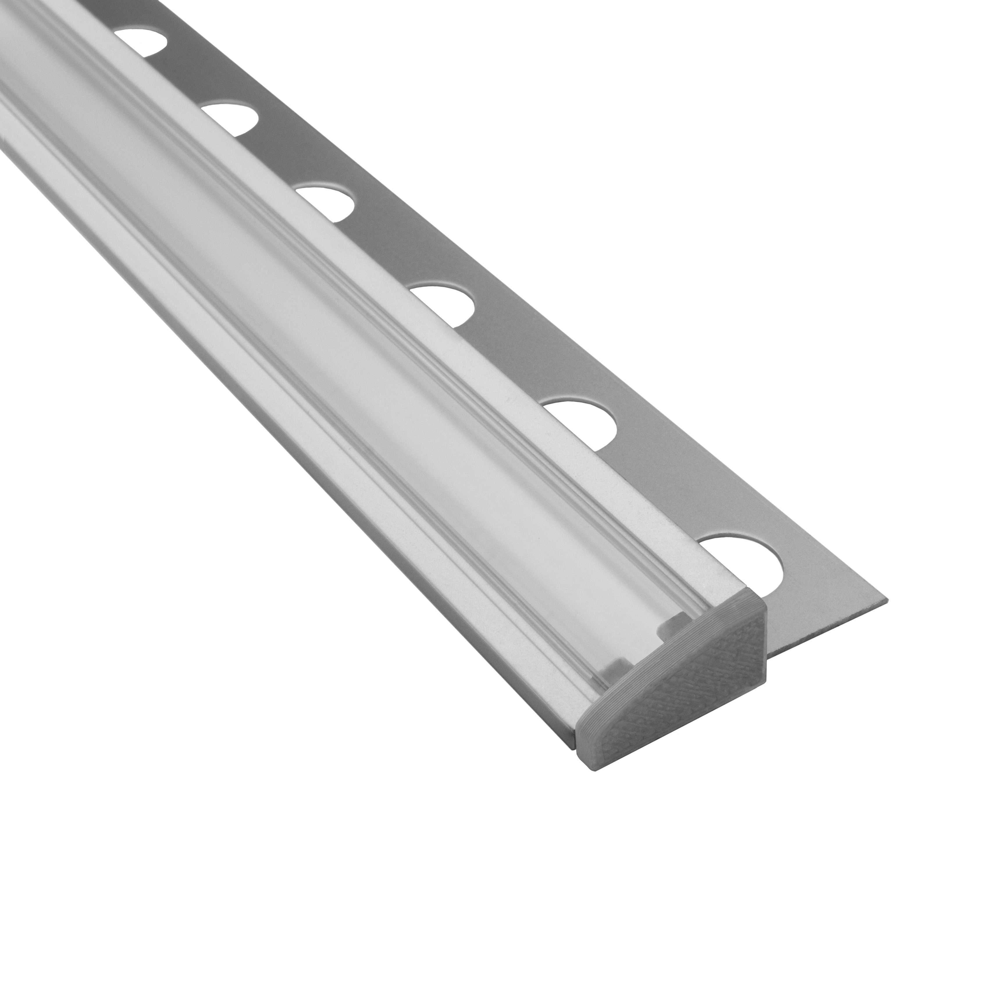 T77 LED Alu Fliesenprofil 10mm silber 20° 2m klar