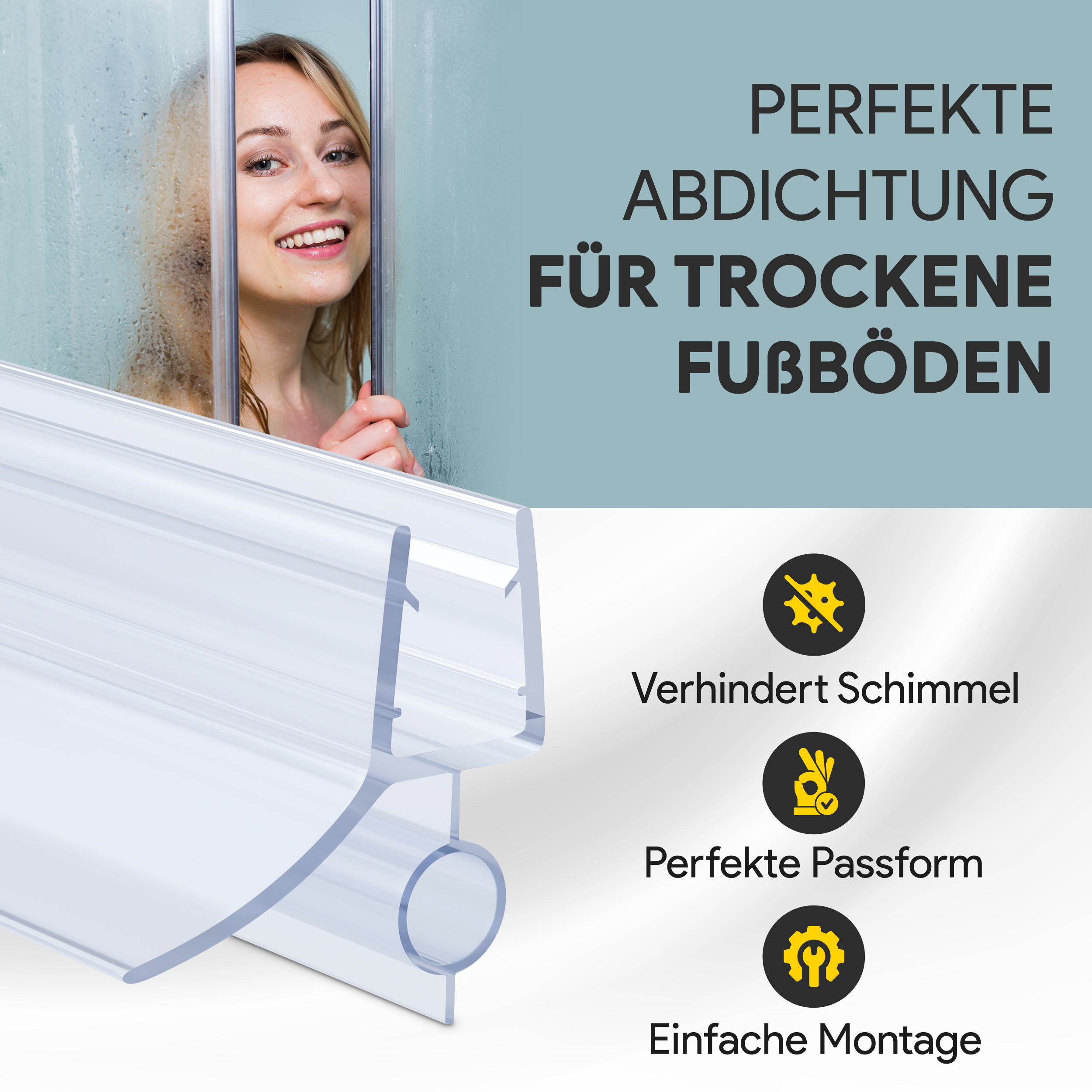 Duschdichtung PVC Ersatzdichtung Dusche Bad TYP-18 200cm Glasstärke 10mm