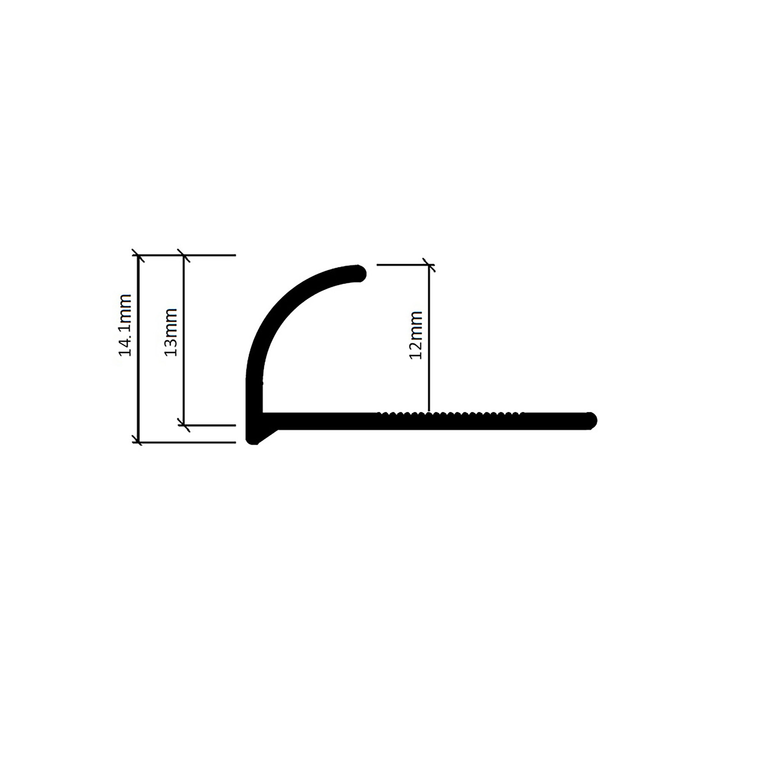 Alu Viertelkreis Profil Fliesenschiene eloxiert bahama 2,7m 12mm matt
