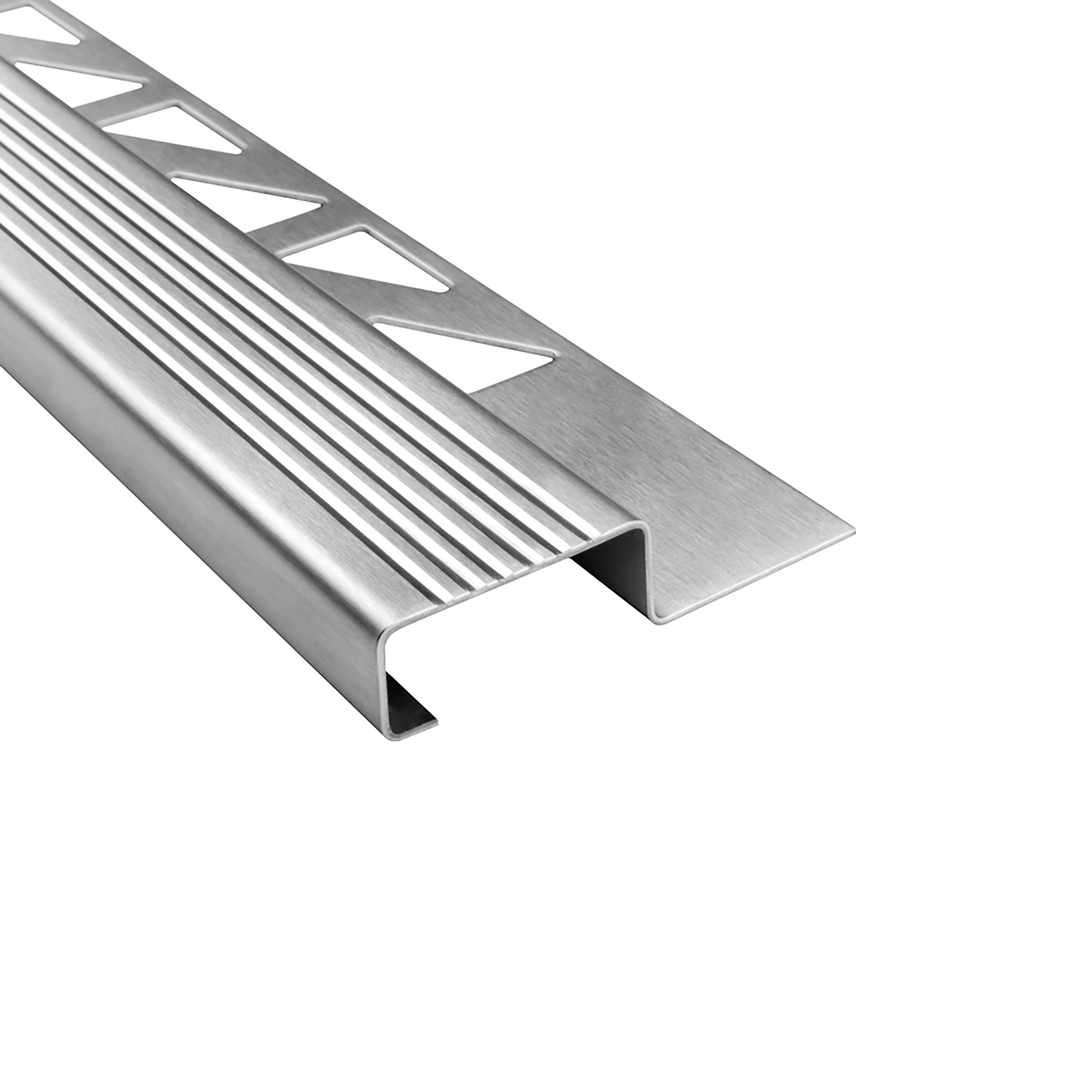 Edelstahl Stufenprofil Fliesenleiste Treppen Schiene 2,5m H12mm Profil gebürstet