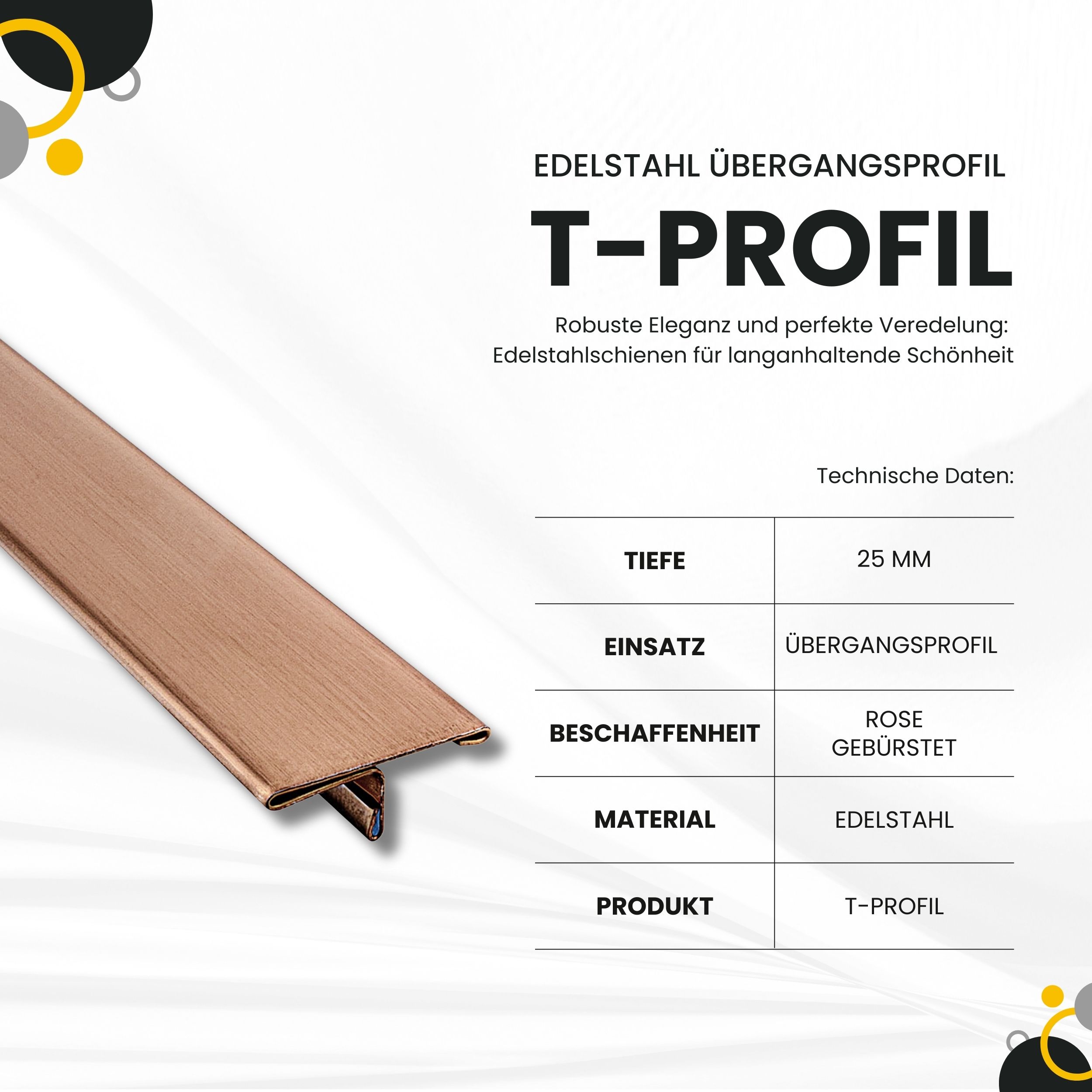 T-Profil Edelstahl Schiene Übergangsprofil V2A L250cm 25mm rose gebürset T-Profil Edelstahl Schiene Übergangsprofil V2A L250cm 25mm rose gebürset