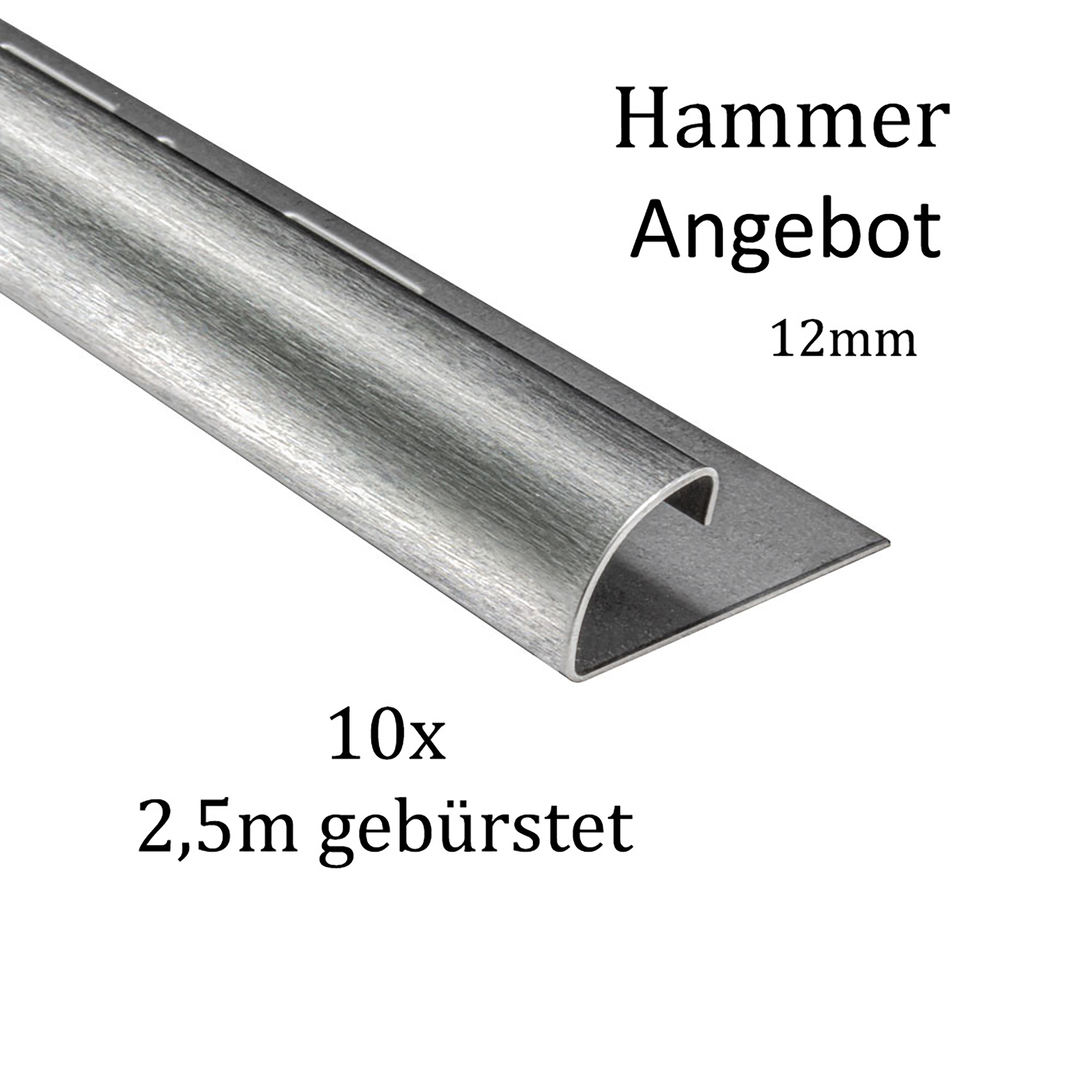 10x Viertelkreis Edelstahlschiene Fliesenschiene Fliesenprofil 25m 12mm gebürstet
