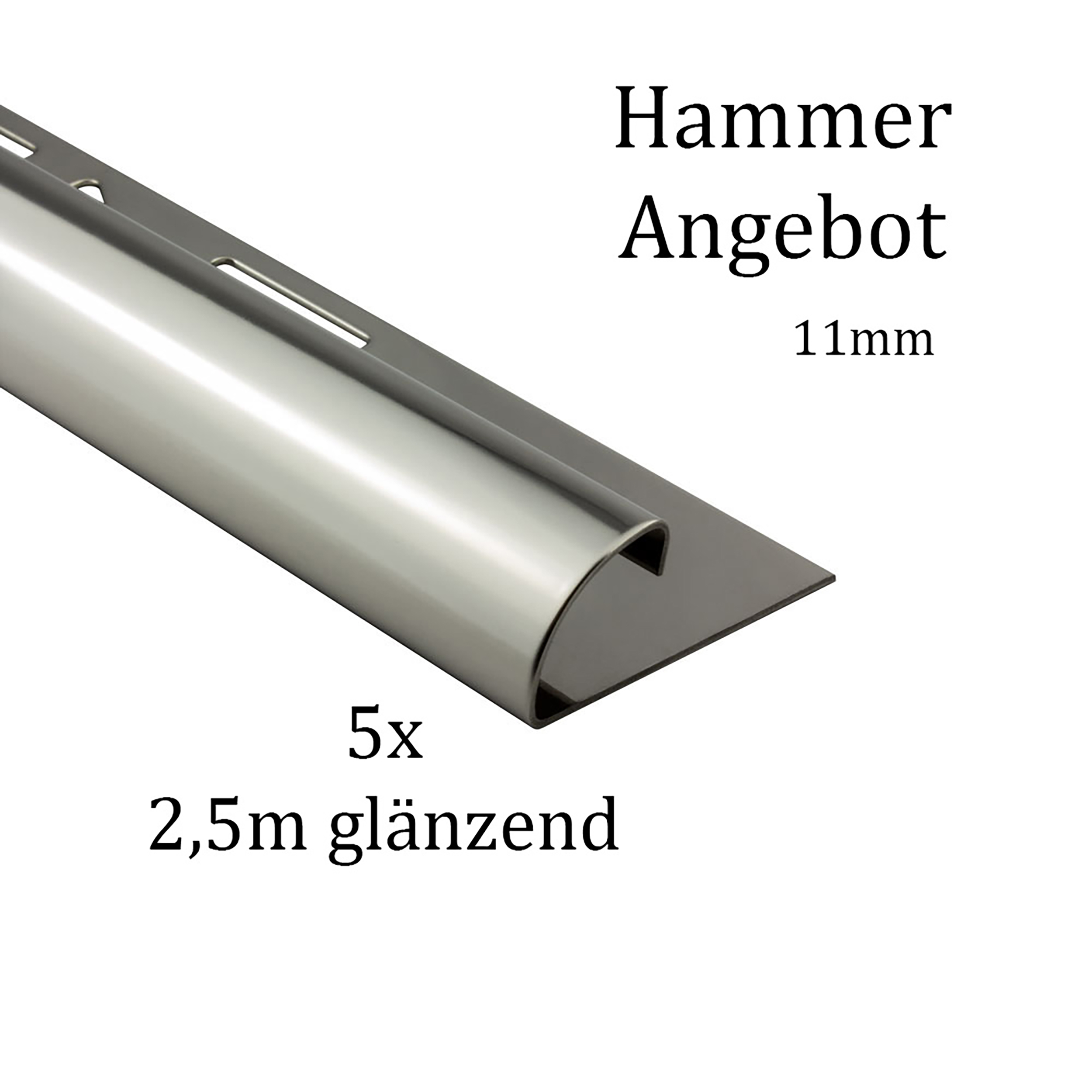 5x Viertelkreis Edelstahlschiene Fliesenschiene Fliesenprofil 11mm glänzend 5x Viertelkreis Edelstahlschiene Fliesenschiene Fliesenprofil 11mm glänzend