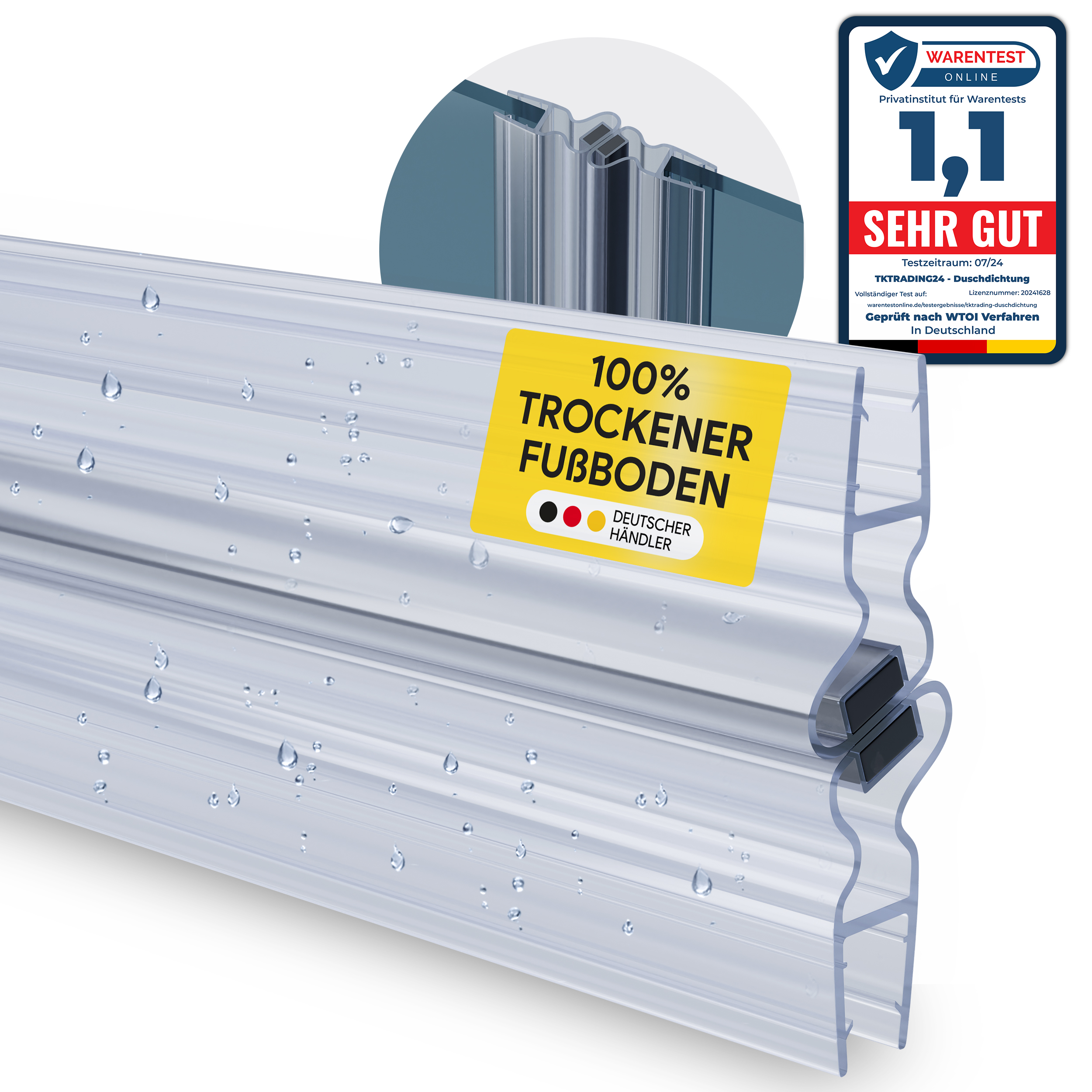 Duschdichtung PVC Ersatzdichtung Duschkabine TYP-8 gerade 200cm Glasstärke 6mm Duschdichtung PVC Ersatzdichtung Duschkabine TYP-8 gerade 200cm Glasstärke 8mm