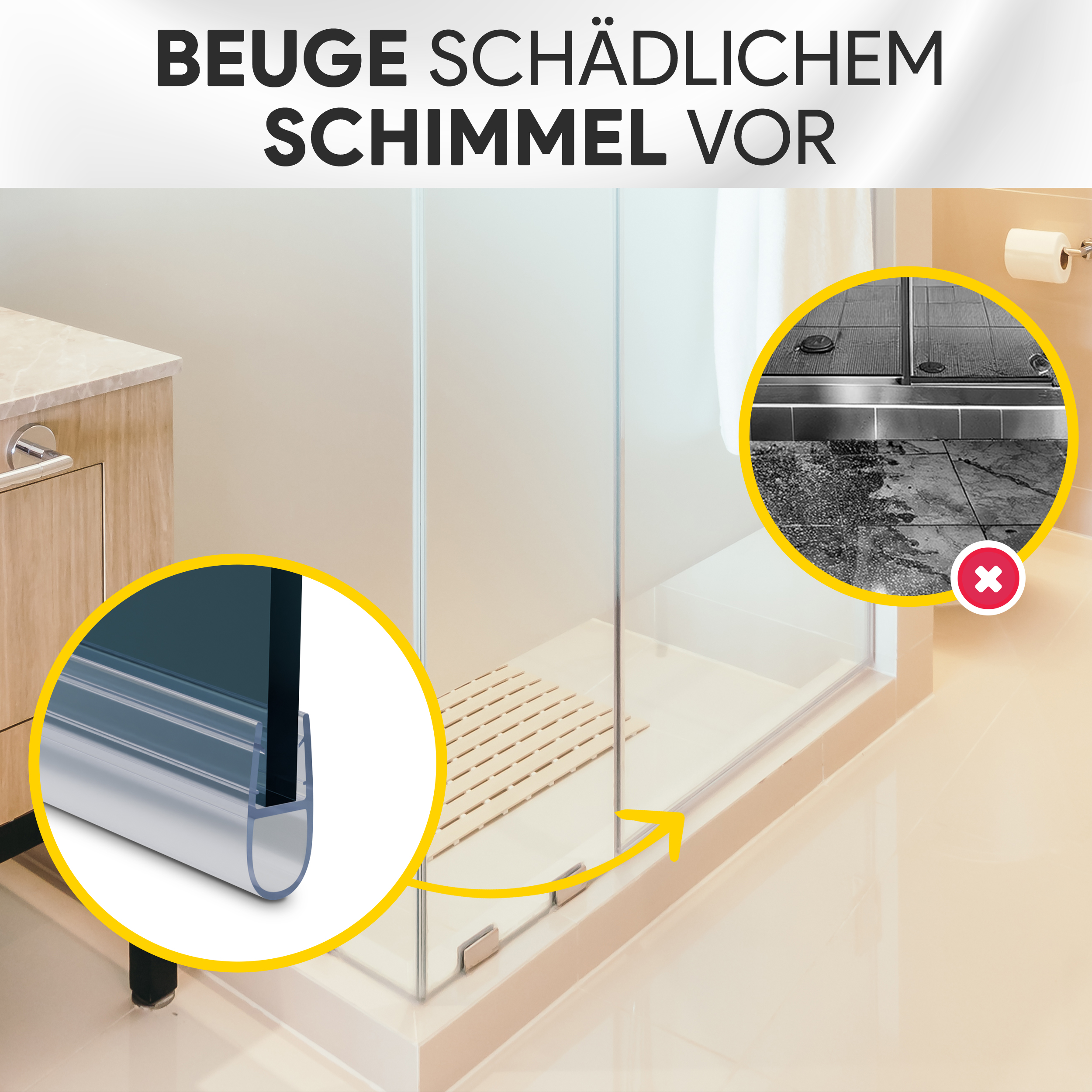 Duschdichtung PVC Ersatzdichtung Duschkabine Bad TYP-7 200cm Glasstärke 10mm