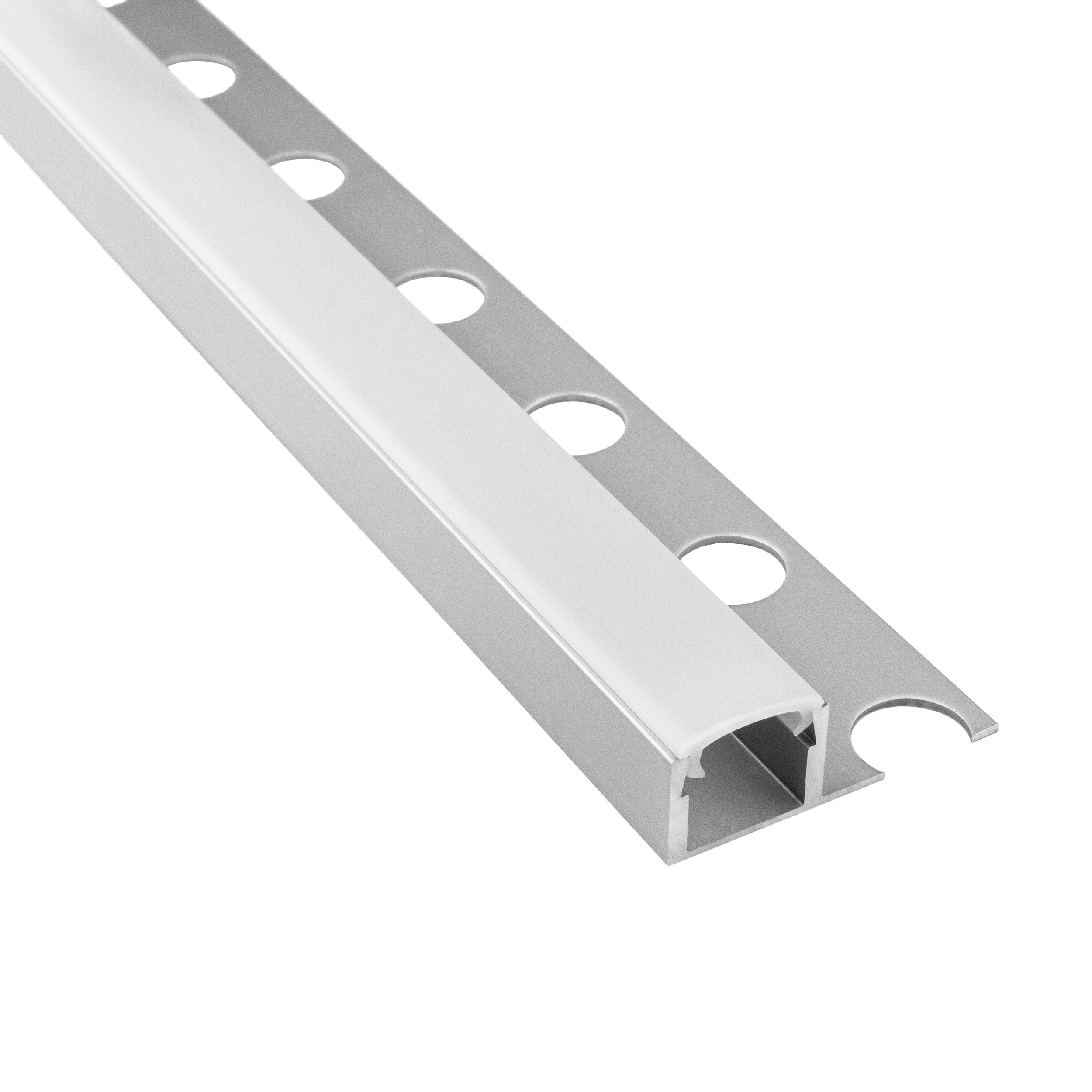 T77 LED Alu Fliesenprofil 10mm silber 2m milky