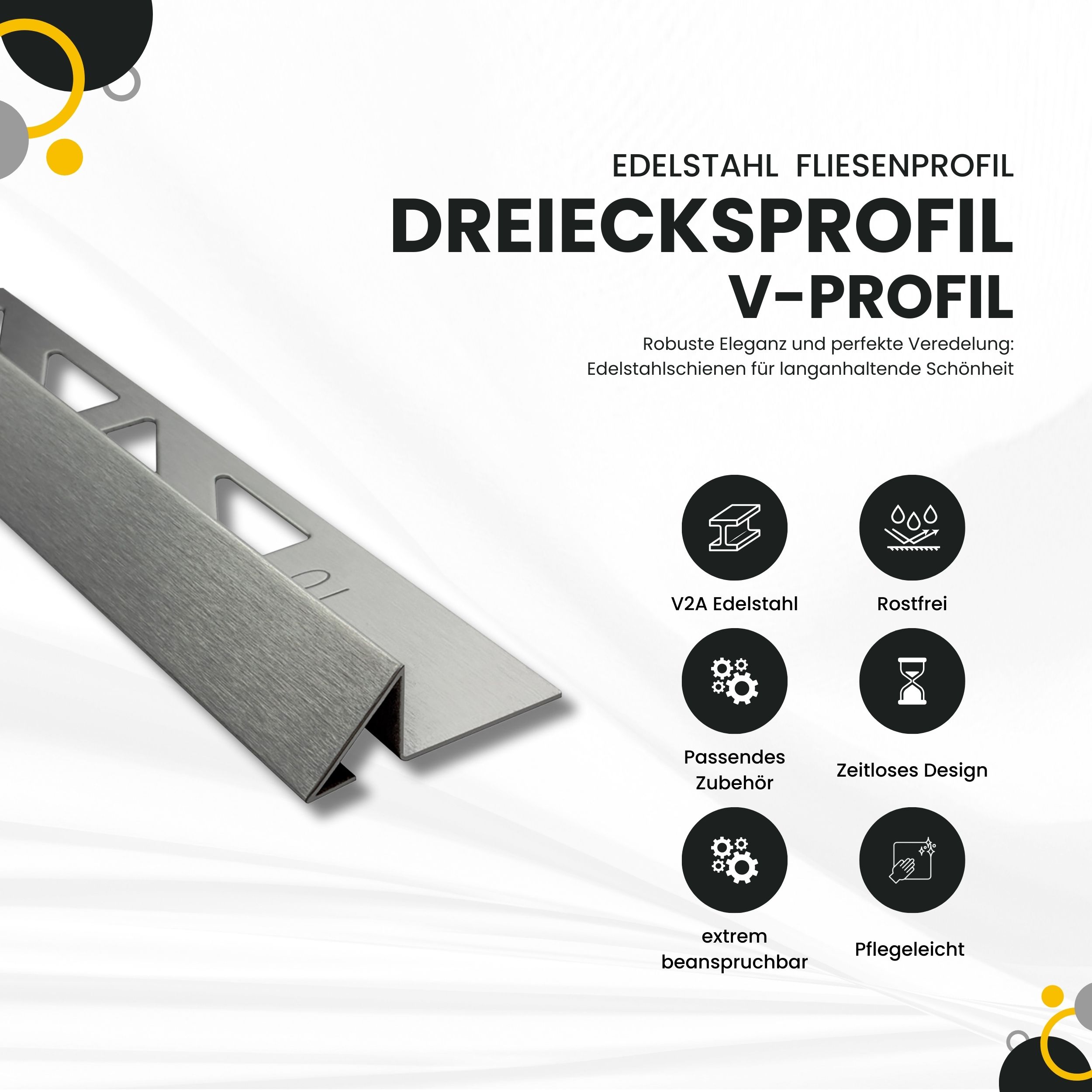 Dreiecksprofil V-Profil Edelstahlschiene Edelstahl V2A L250cm H10mm gebürstet