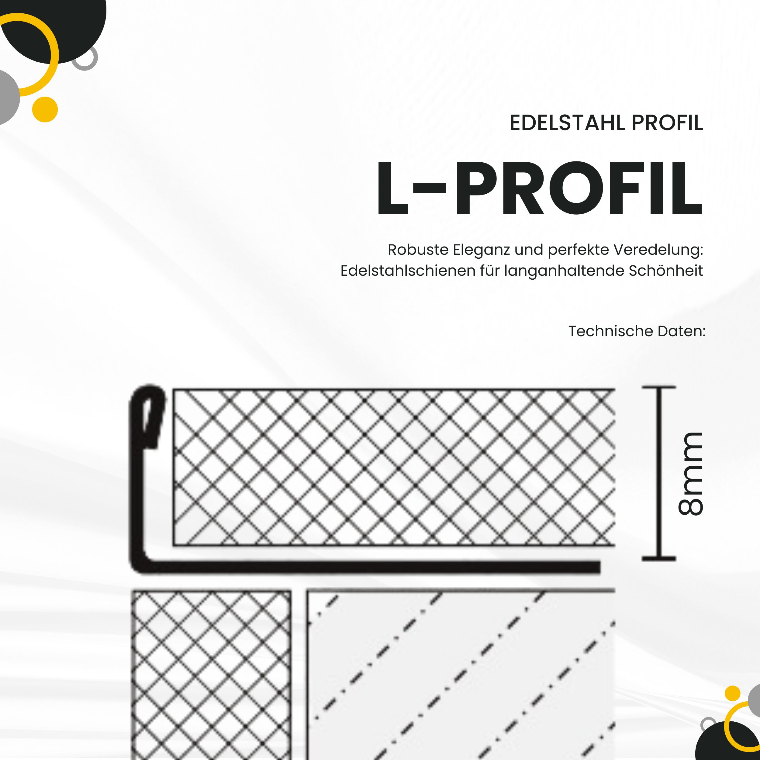 50x L-Profil Edelstahlschiene Fliesenschiene Fliesenprofil L250cm 8mm glänzend