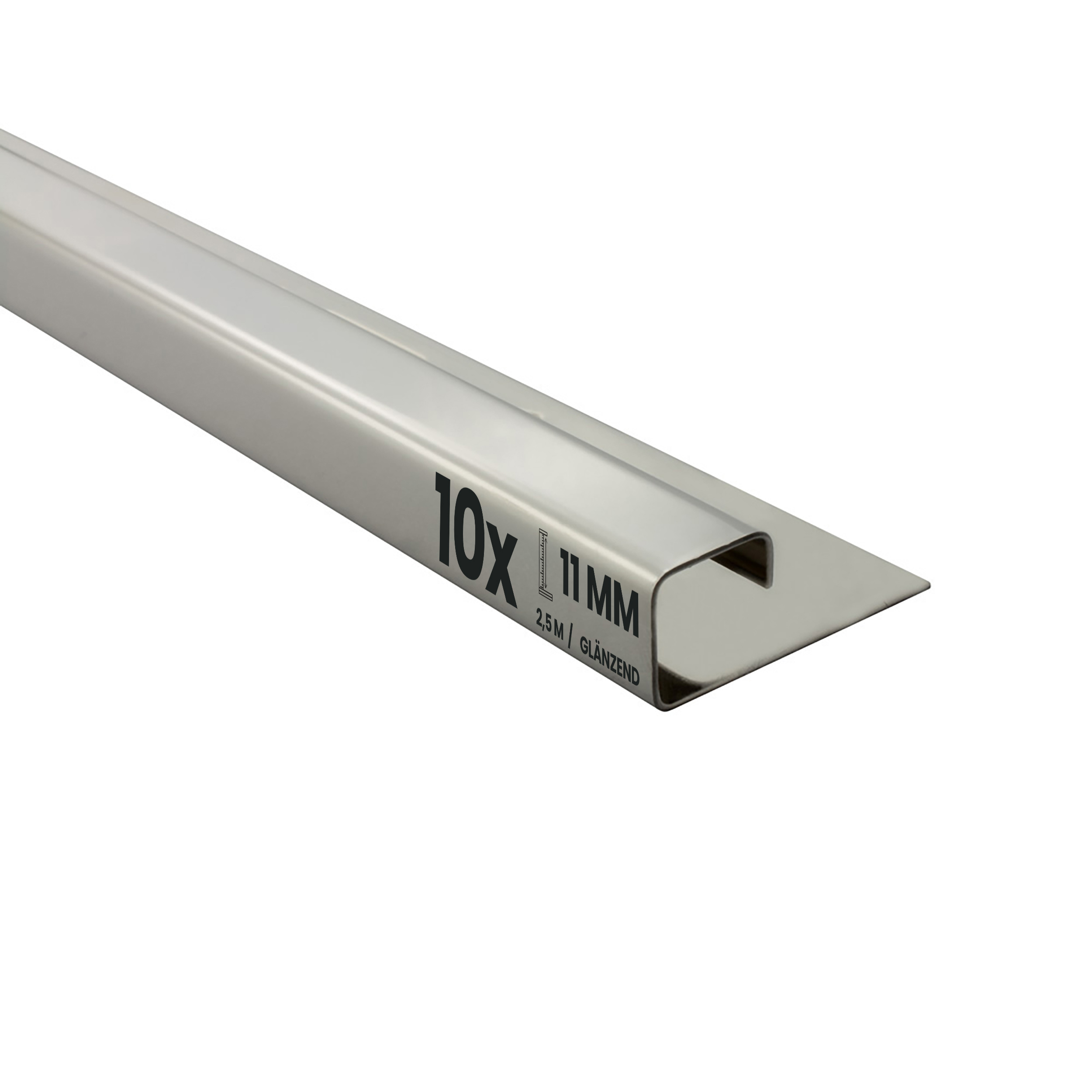 10x Quadrat-Profil Edelstahlschiene Fliesenprofil Fliesenschiene L250cm 11mm glänzend 10x Quadrat-Profil Edelstahlschiene Fliesenprofil Fliesenschiene L250cm 11mm glänzend