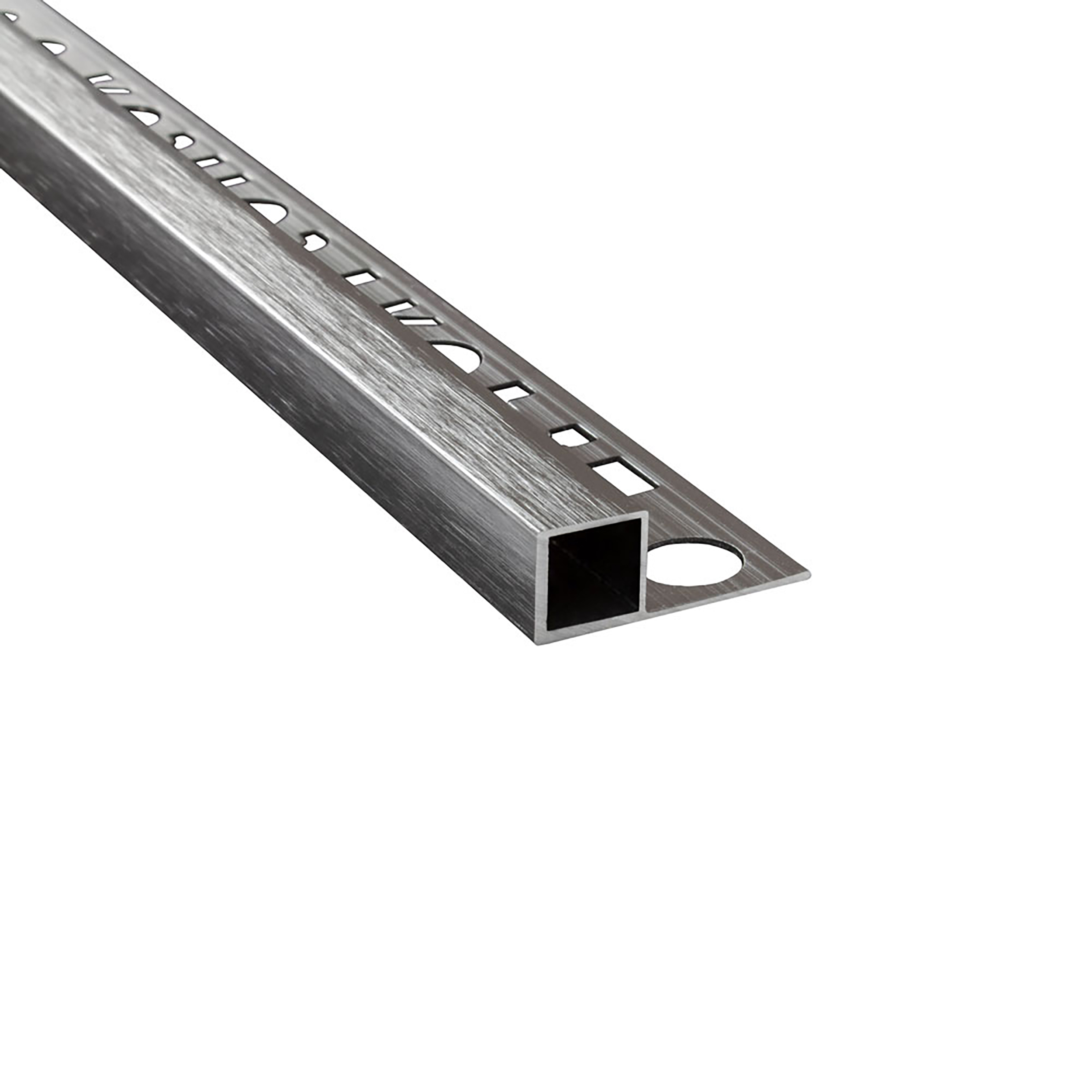Alu Vierkant Quadrat Profil Fliesenschiene Schiene silber L270cm H10mm gebürstet Alu Vierkant Quadrat Profil Fliesenschiene Schiene silber L270cm H10mm gebürstet