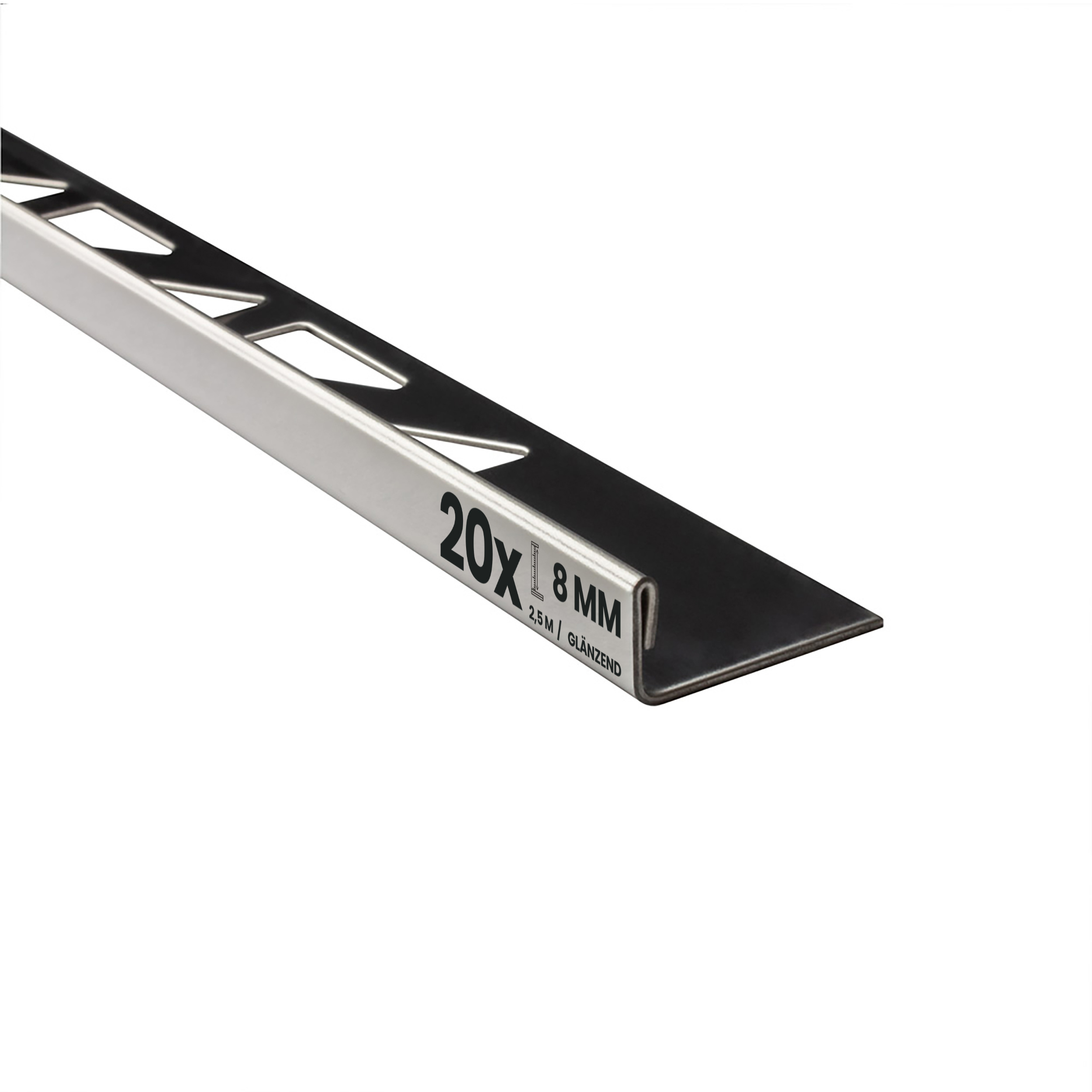 20x L-Profil Edelstahlschiene Fliesenschiene Fliesenprofil L250cm 8mm glänzend